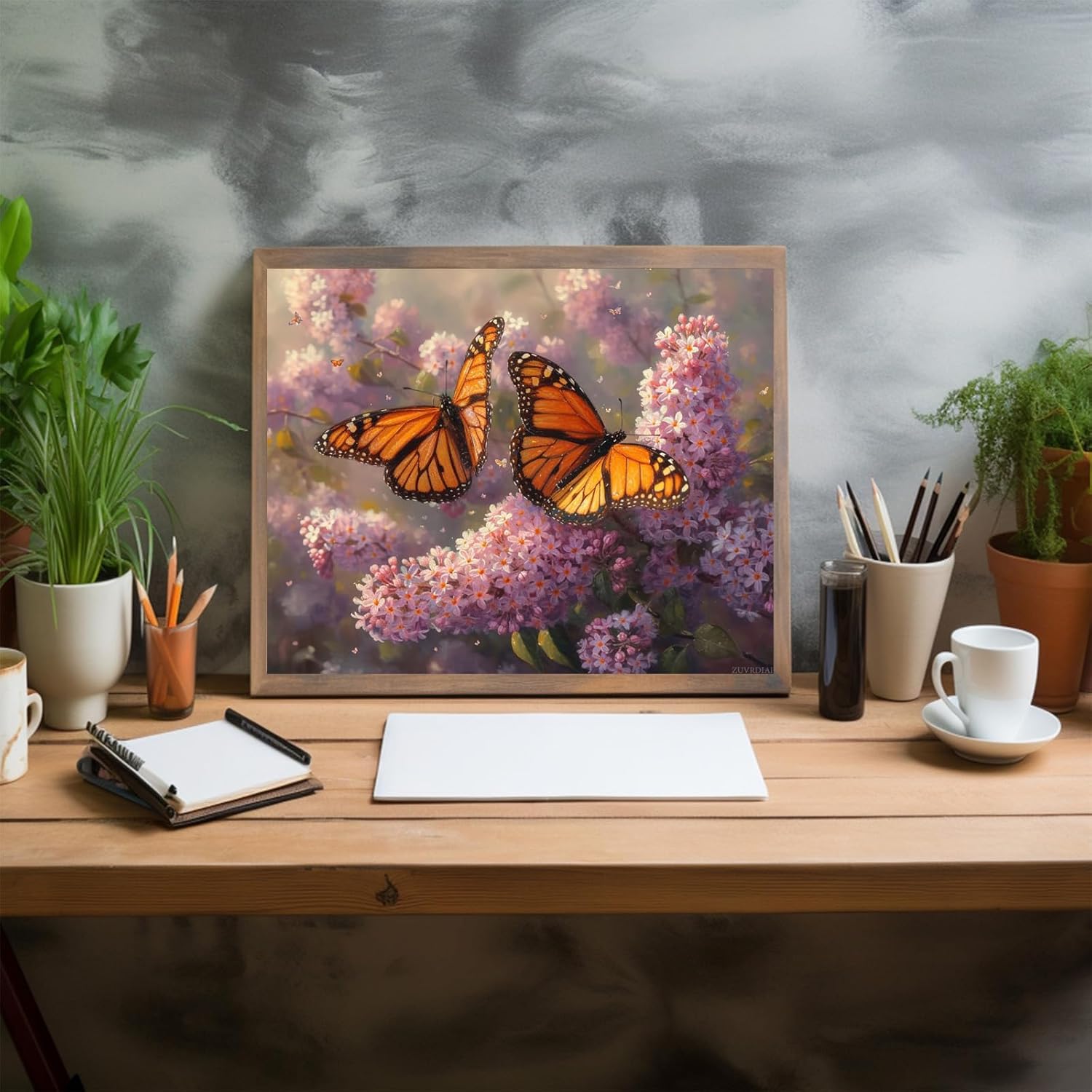 ZUVRDIAI Paint by Number for Adults, Monarch Butterflies on Lilac, Oil Painting for Beginner, DIY Acrylic Painting Kit for Room Decor Gift (16x20 Inch, No Frame)