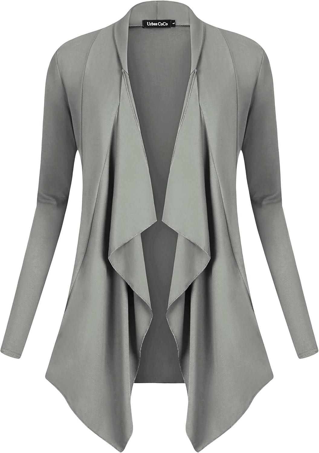 Urban CoCo Women's Drape Front Open Cardigan Long Sleeve Irregular Hem - Image 2