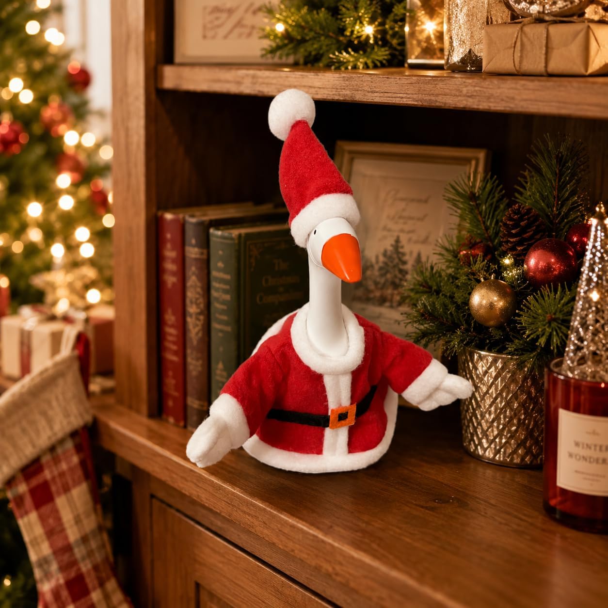 2 Pack Desk Goose Outfits 7 Inch for Halloween & Christmas | Desk Goose Holiday Outfits, Halloween Pumpkin & Santa Mini Desktop Goose Clothes Set