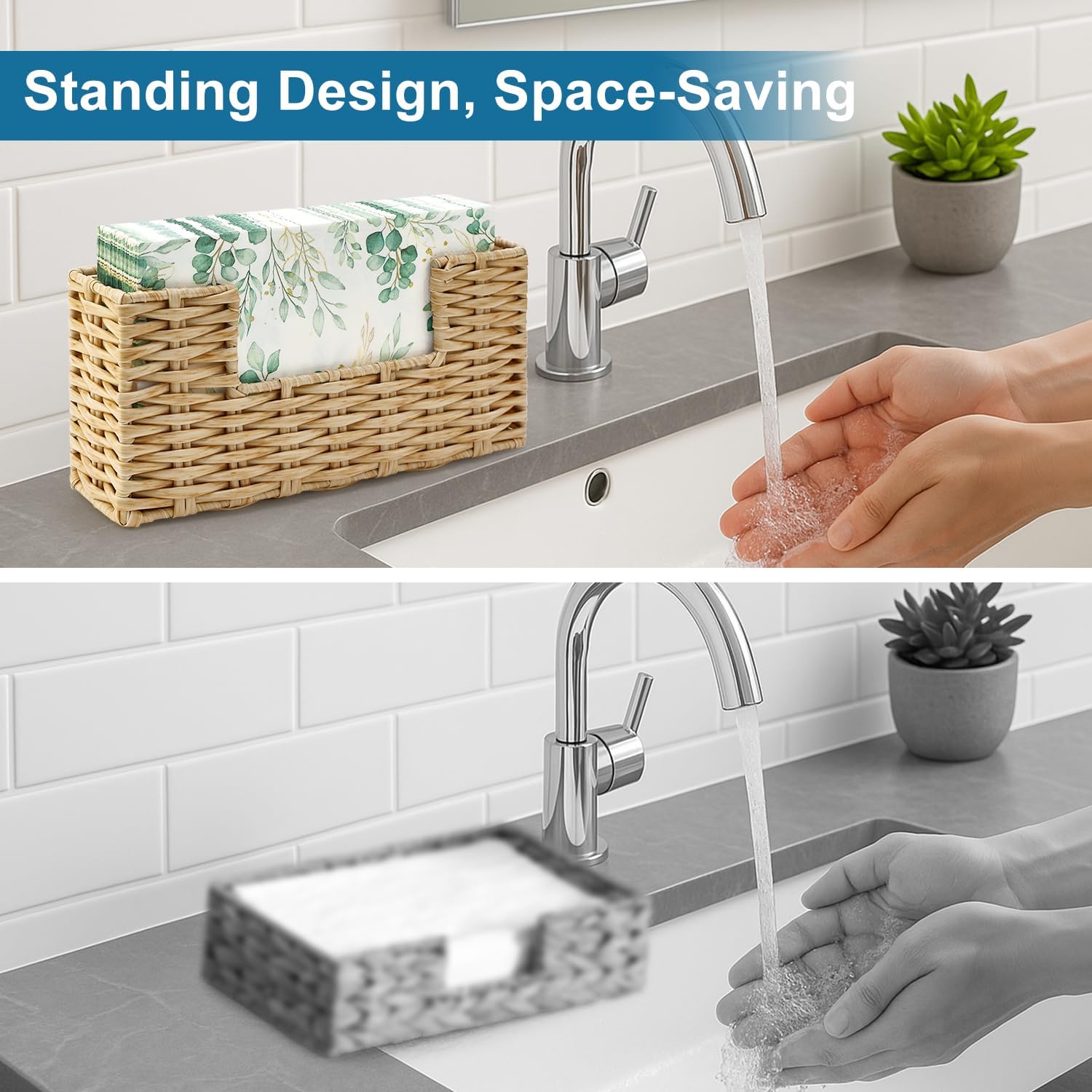 Paper Guest Towel Holder for Bathroom Napkin Holders Disposable Hand Face Towel Stand Modern Vertical Napkin Dispenser Holder Tray for Kitchen Table Tissue Holders Guest Bathroom Decor Essentials - Image 3