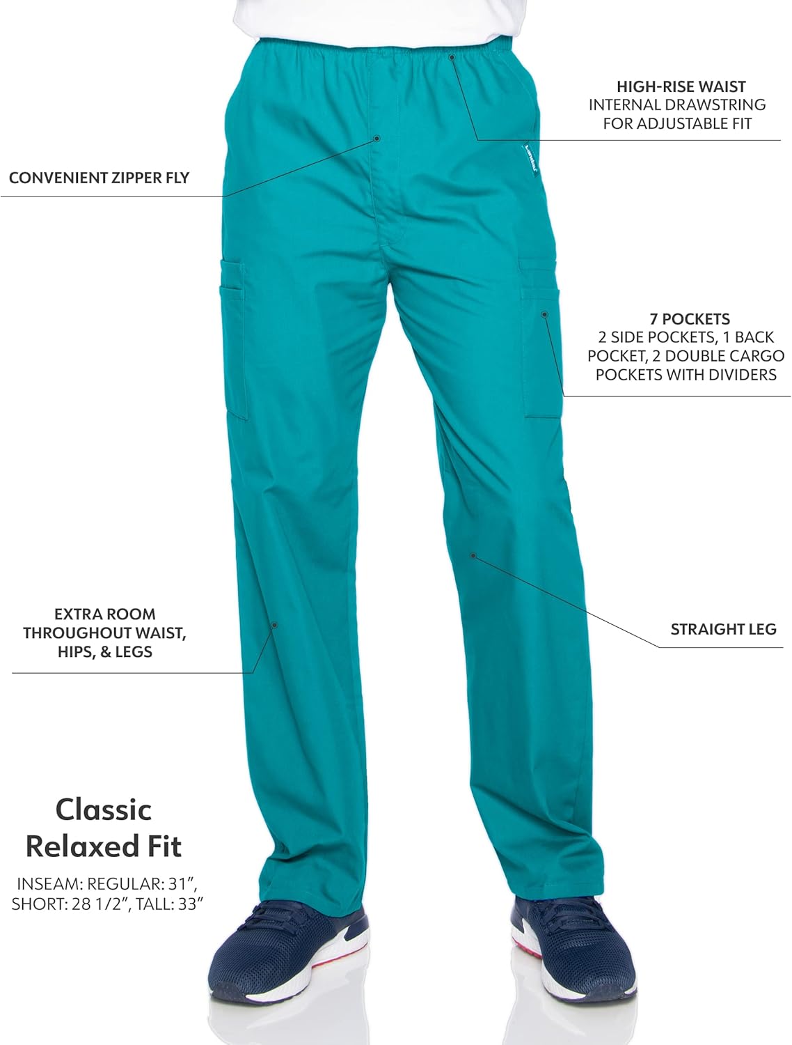 Landau Essentials Relaxed Fit 7-Pocket Elastic Cargo Scrub Pants for Men 8555 - Image 4