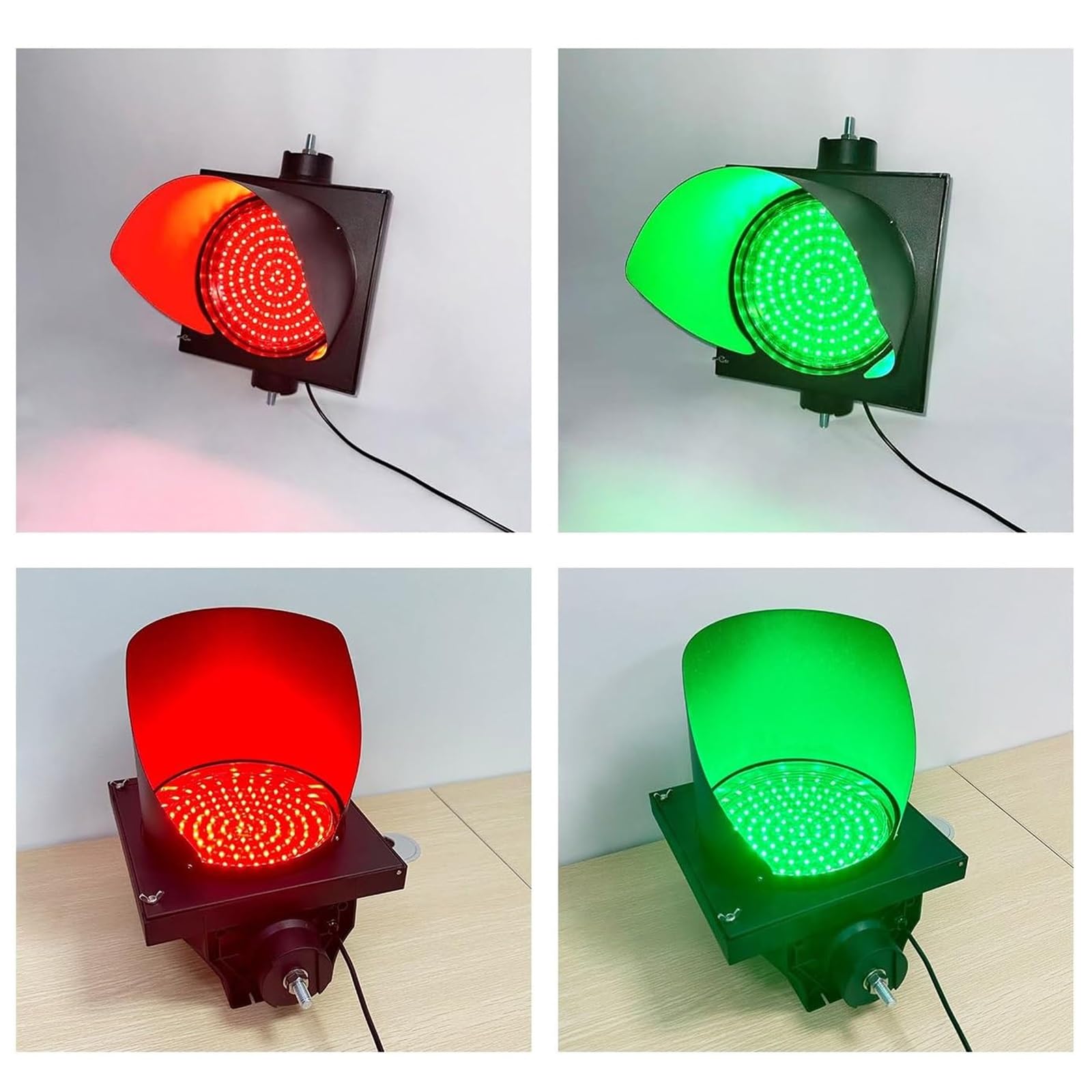 Sygnalizator Świetlny o Średnicy 200 mm, Czerwone/zielone/żółte | Wysoka Jasność, do Bram Parkingowych, Wag Pomostowych, Wjazdów na Posesję(24V Green)