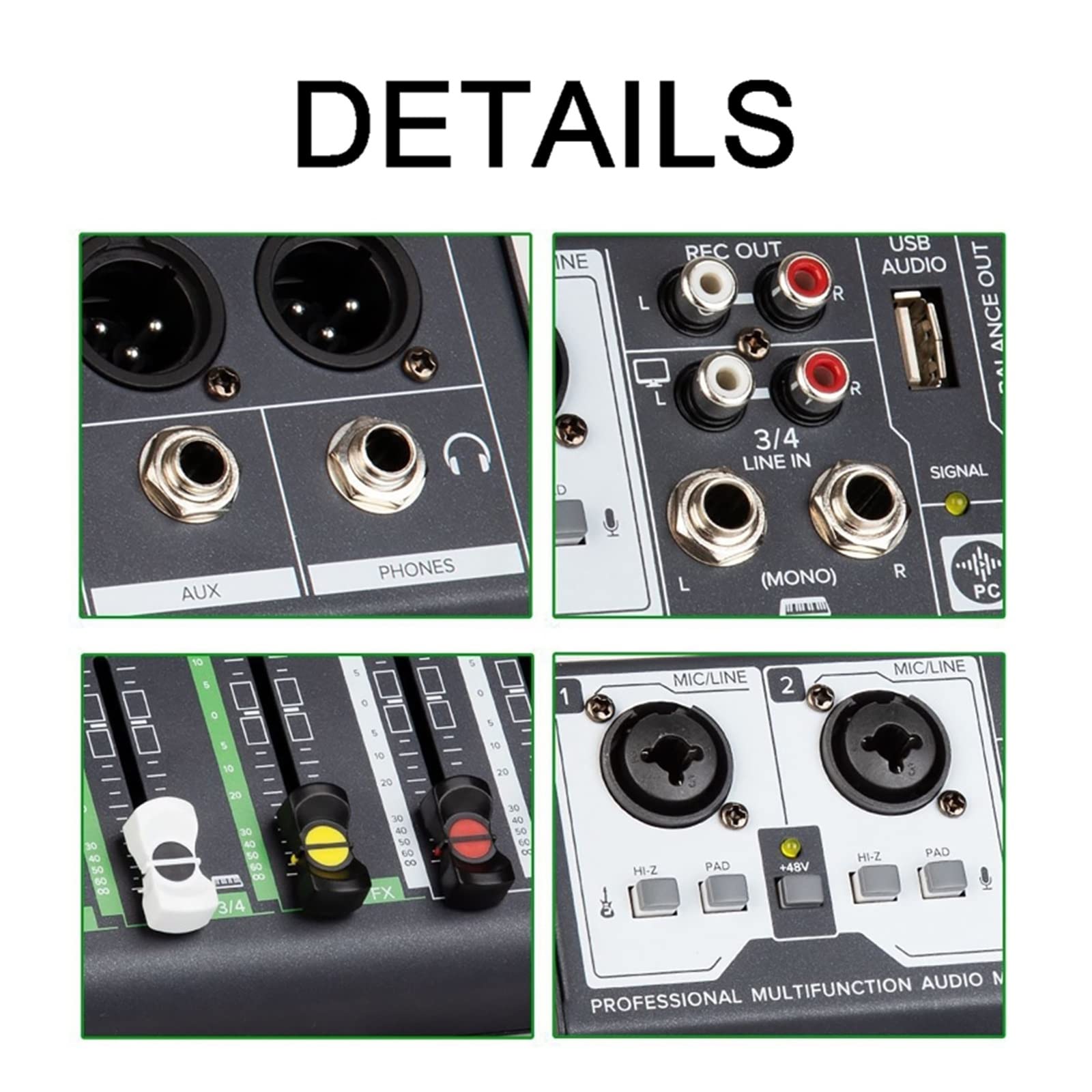 Mixer DJ, Mixer Console di missaggio compatibile con Professionale buona sensibilità USB Record Mini DJ Board
