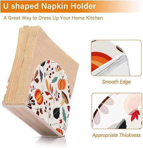 Miniatura 4 de Servilletero de otoño de calabaza para mesa, dispensadores de servilletas de tejido acrílico, servilleteros de cóctel para fiestas, bodas, eventos,