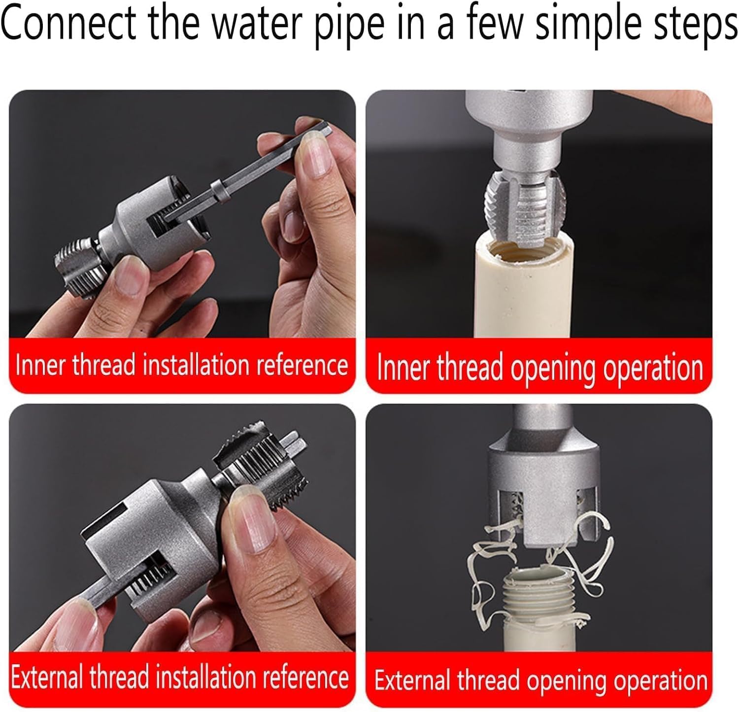 Ecxternal Thread Maker 1/2 Pipe Threader Pipe Thread Cutting Tool, Electric Drill Compatible ...