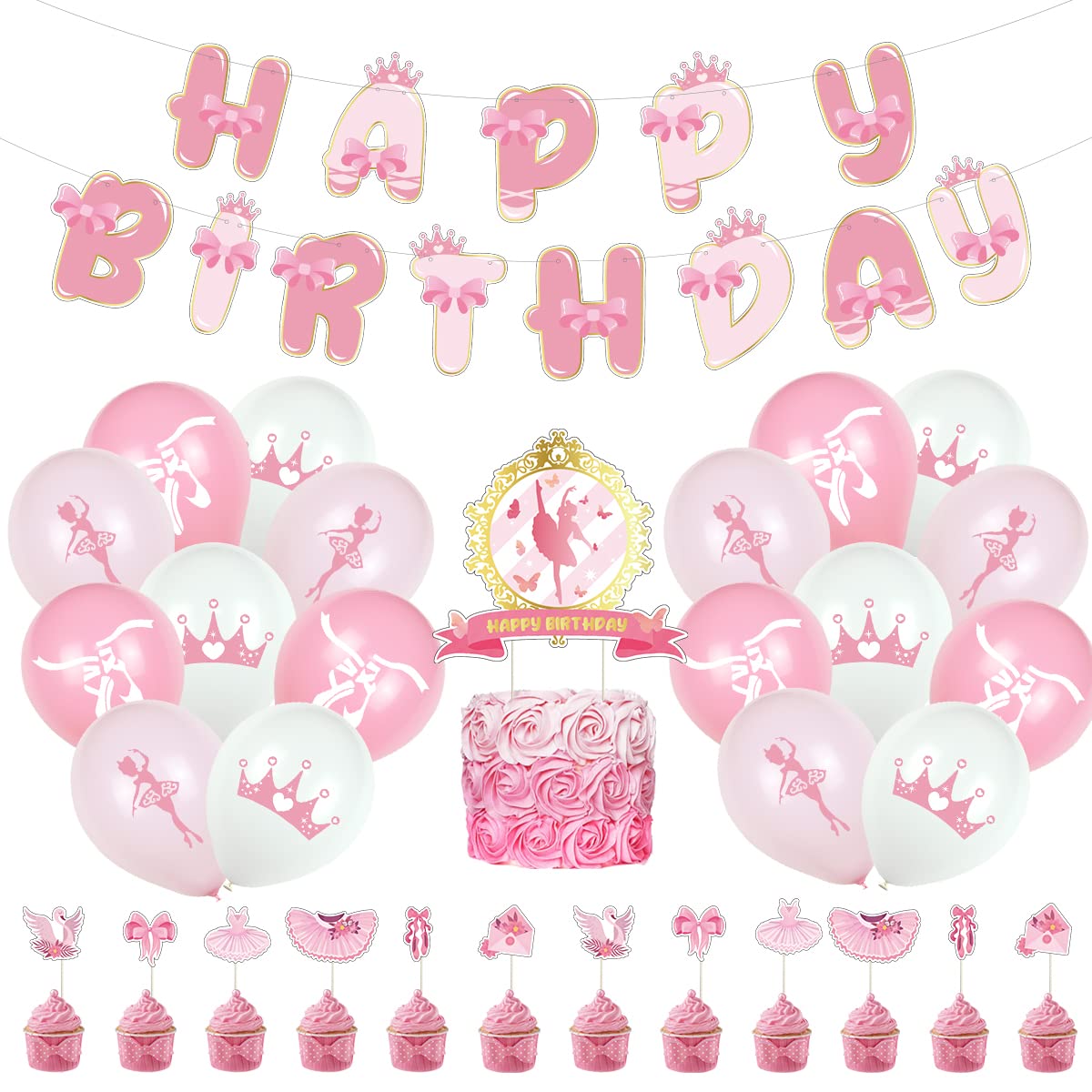 Buy Ballet Birthday Decoration, Ballerina Party Supplies Dancing Girls