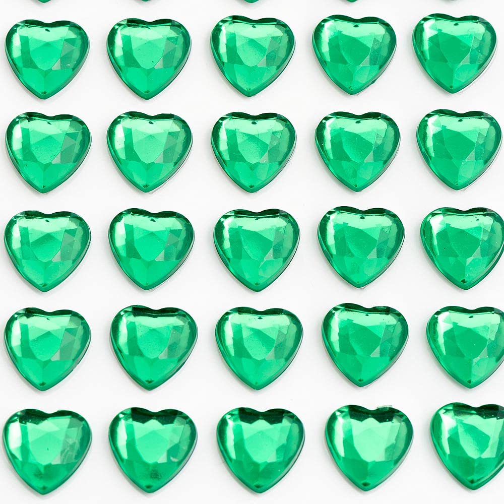 Italian Options Emerald - 10Mm Heart Self Adhesive Stick On Gems (50 Pcs)