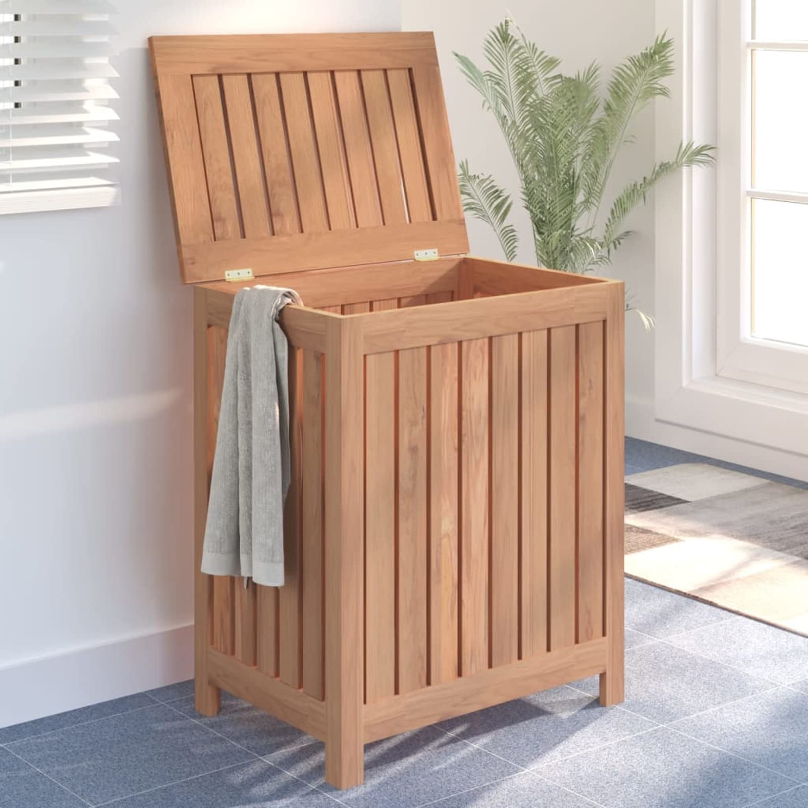 vidaXL - Wasmand - Bruin - Hout - 77.5 x 37.5 x 46.5 cm | Leen Bakker