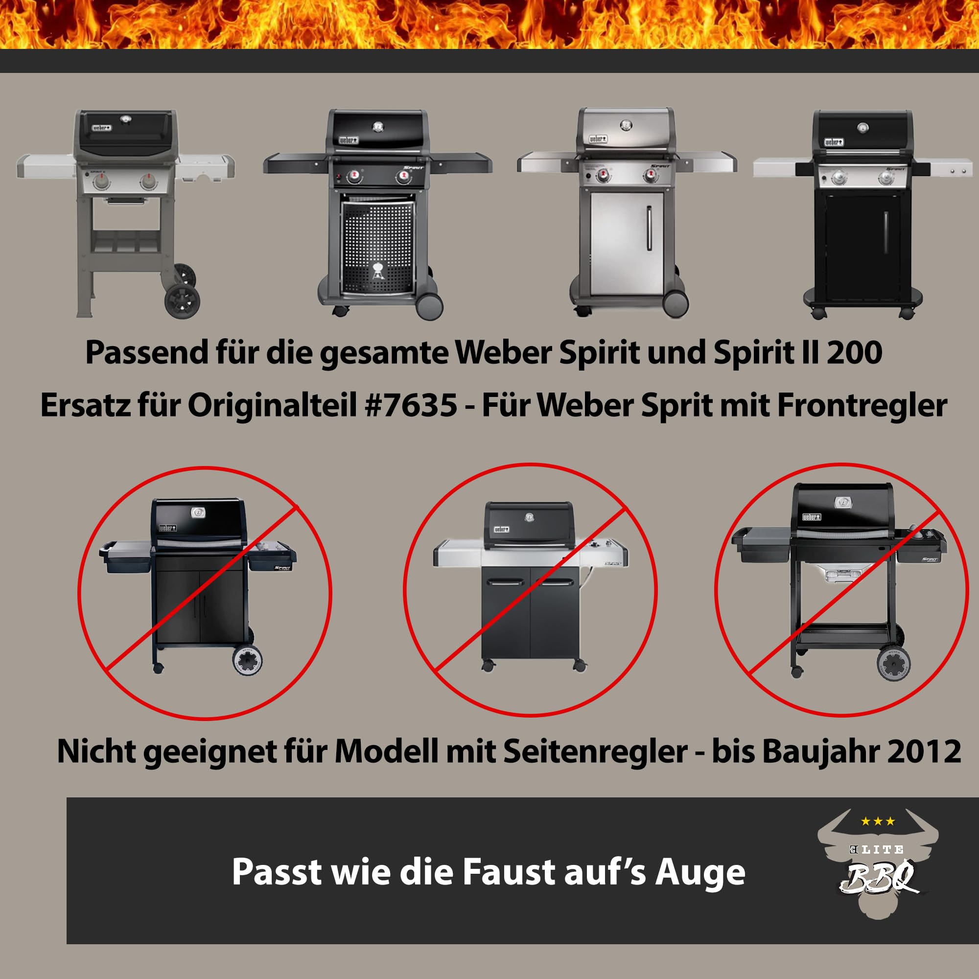 Elite BBQ 1,5 mm di copertura per bruciatore massiccio per Weber Spirit 210 220 dal 2013, Flavorizer Bars Weber Spirit Barbecue a gas Spirit 210 pezzi di ricambio 7365 riflettore termico Spirit I & II