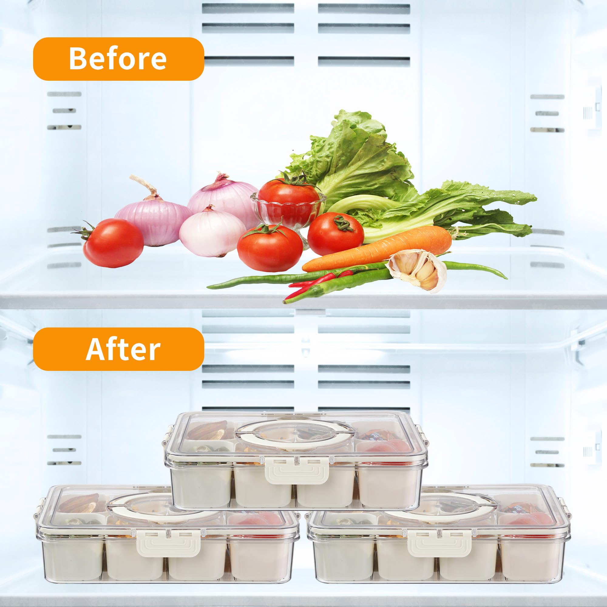 Keenso Plat De Service Divisé Avec Couvercle Plateau De Service Divisé En Plastique Double