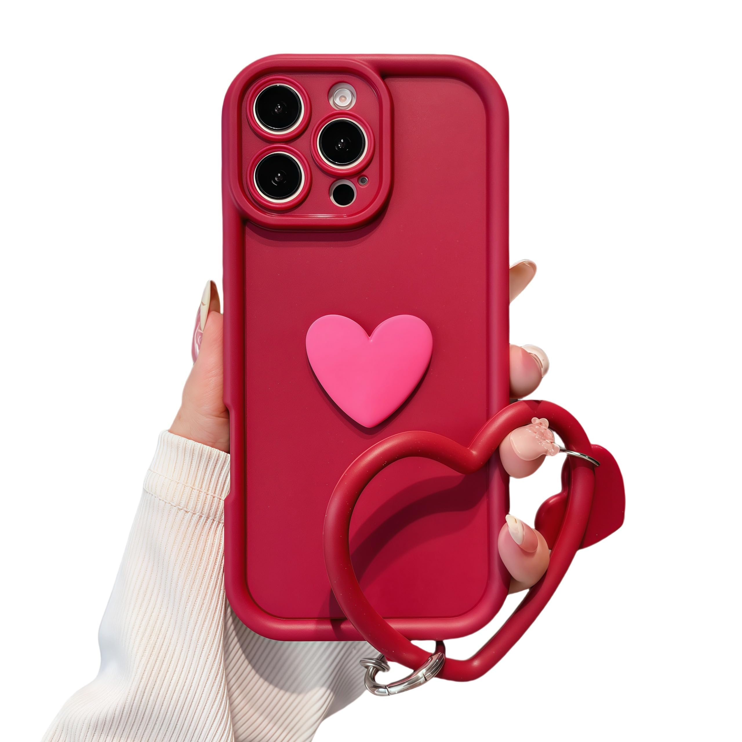 Amazon.com: Aesthetic 3D Heart Phone Case Compatible with iPhone