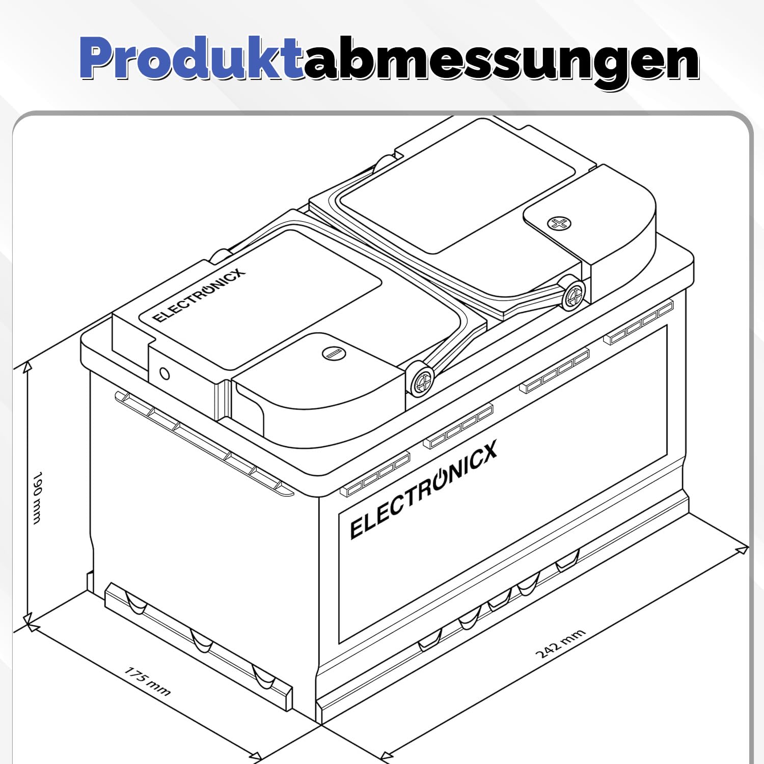 Electronicx AGM Caravan Edition Versorgungsbatterie 12V 80Ah / 80 Ah Deep Cycle Batterie wartungsfrei versiegelt Pluspol rechts – Wohnmobil Wohnwagen Solar Freizeitbatterie 242×175×190mm zyklenfest