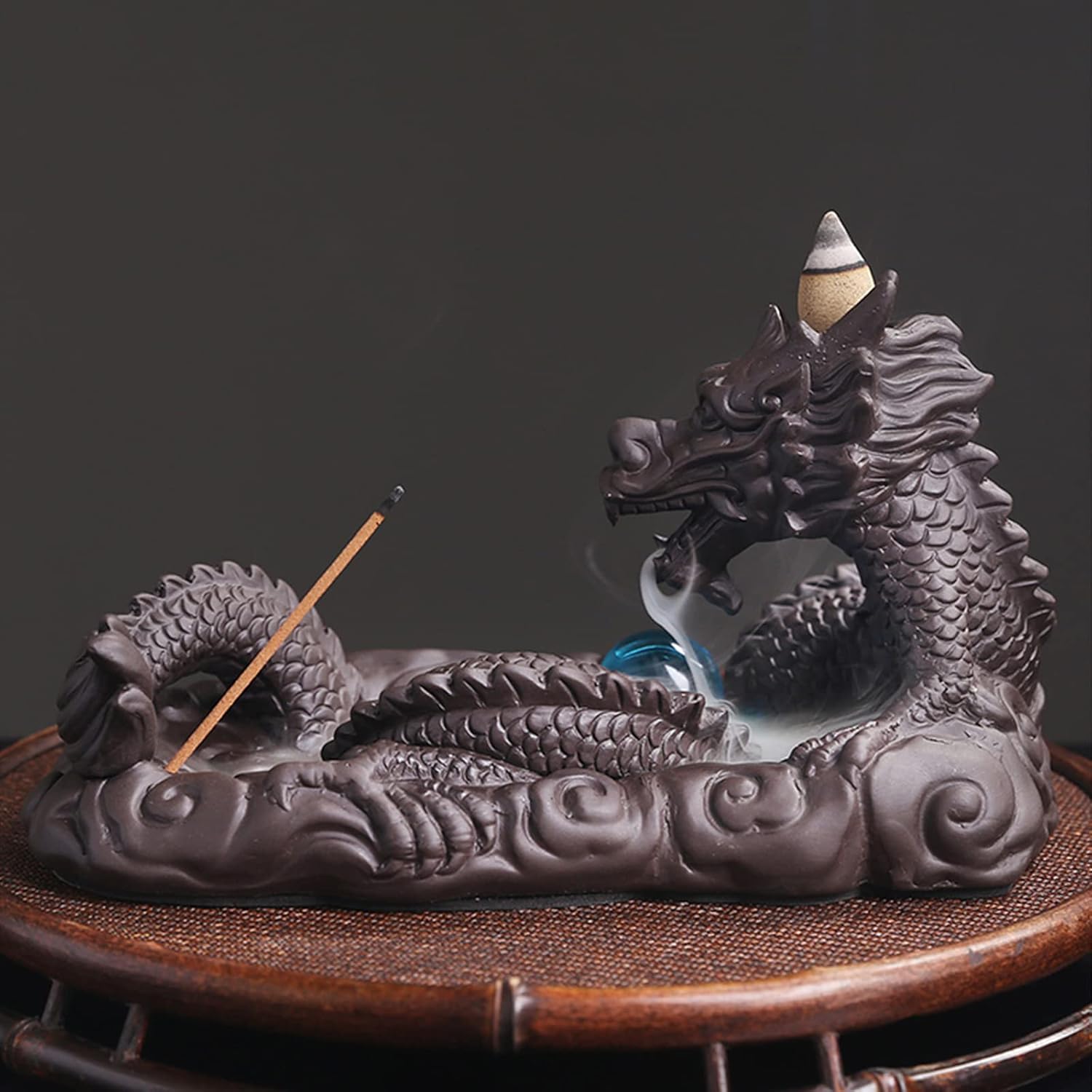 Dragon Backflow Incense Burner Waterfall Incense Holder Dragon Creative Smoke Incense Cones Decoration Incense Burner Ornamen for Home Office Yoga Temple