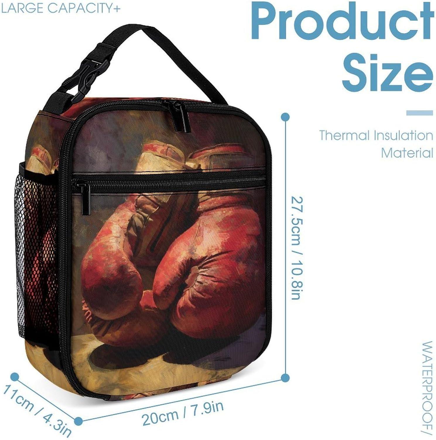 Vintage Boxing Gloves Funny Backpack Set Lunch Bag Makeup Bag 3 in 1 image 4
