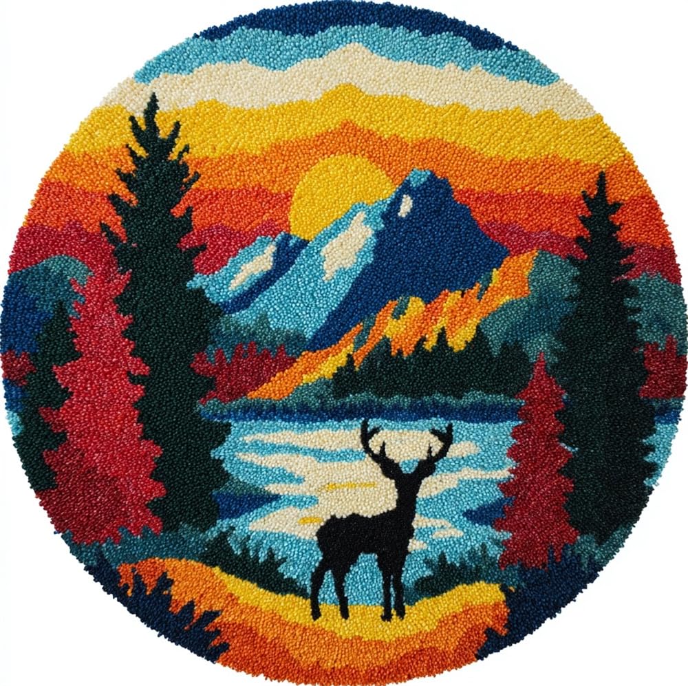 kitphoenix Latch Hook Rug Kit The Deer Under The Mountain