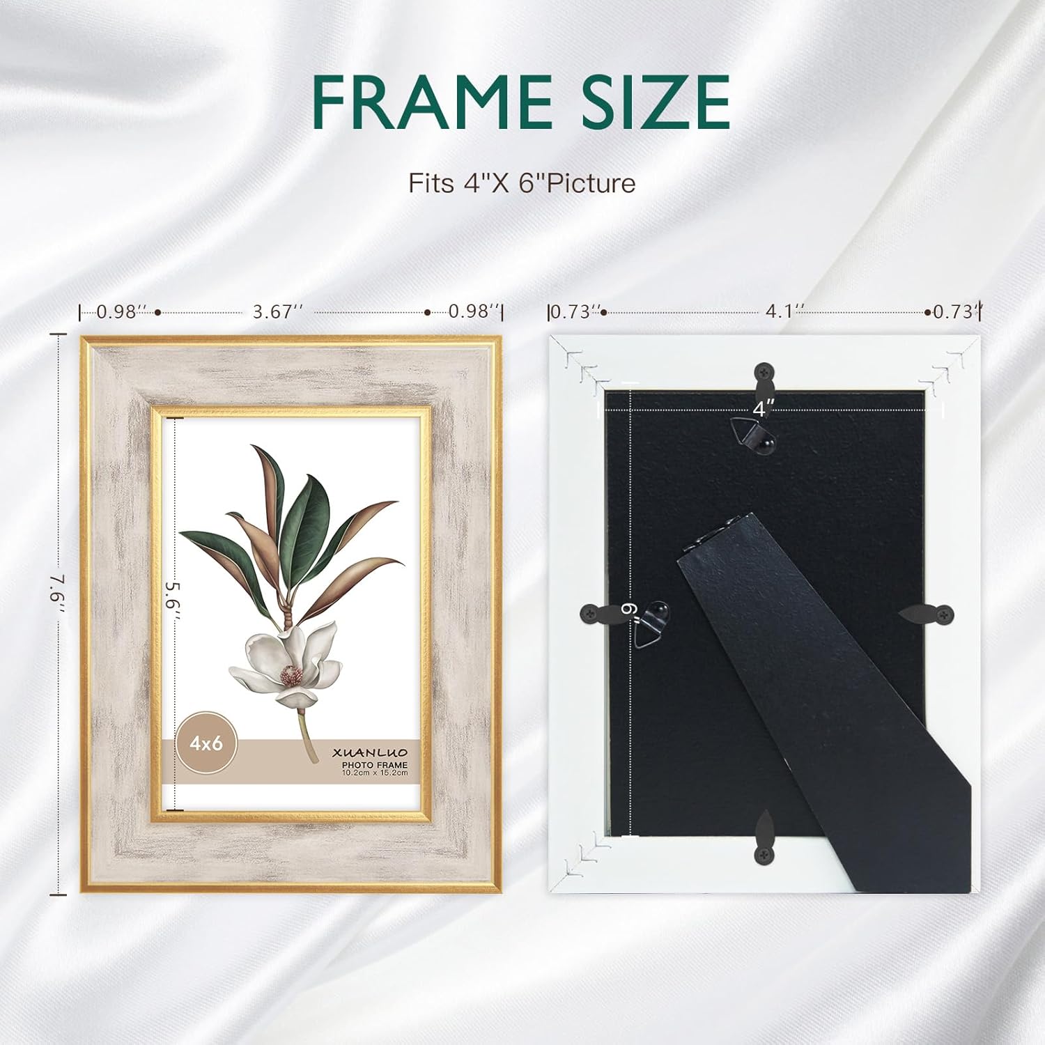 XUANLUO 4 Pack Picture Frames Farmhouse Rustic Picture Frame Sets with Distressed Wood Grain,Display Pictures Tabletop or Wall Decor (Mix Color, 4x6 (4pc)) - Image 2