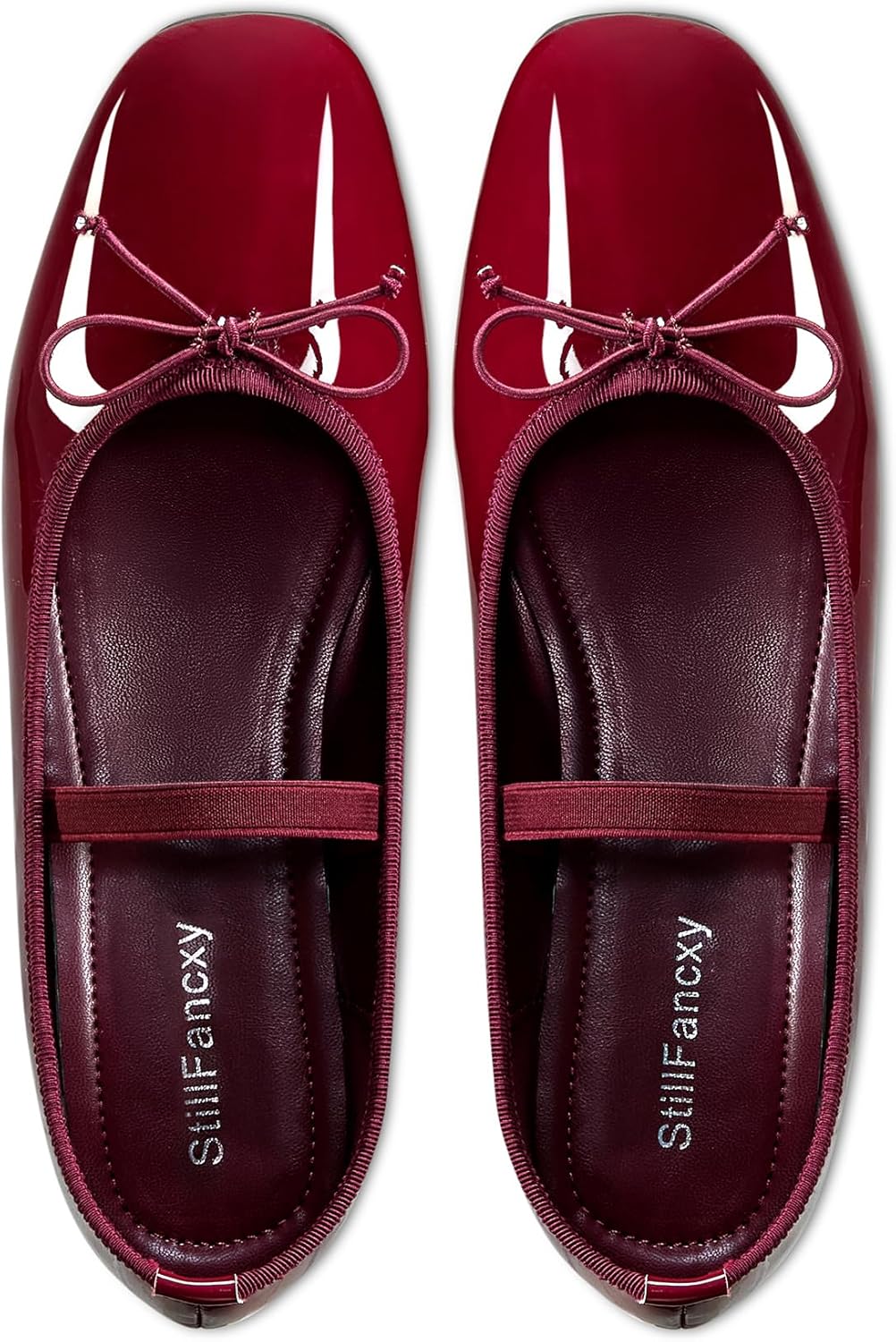 Ballet Flats with Bow Square Toe Ballerina Flats Slip on Bowknot Flat Shoes for Women Dressy Comfortable