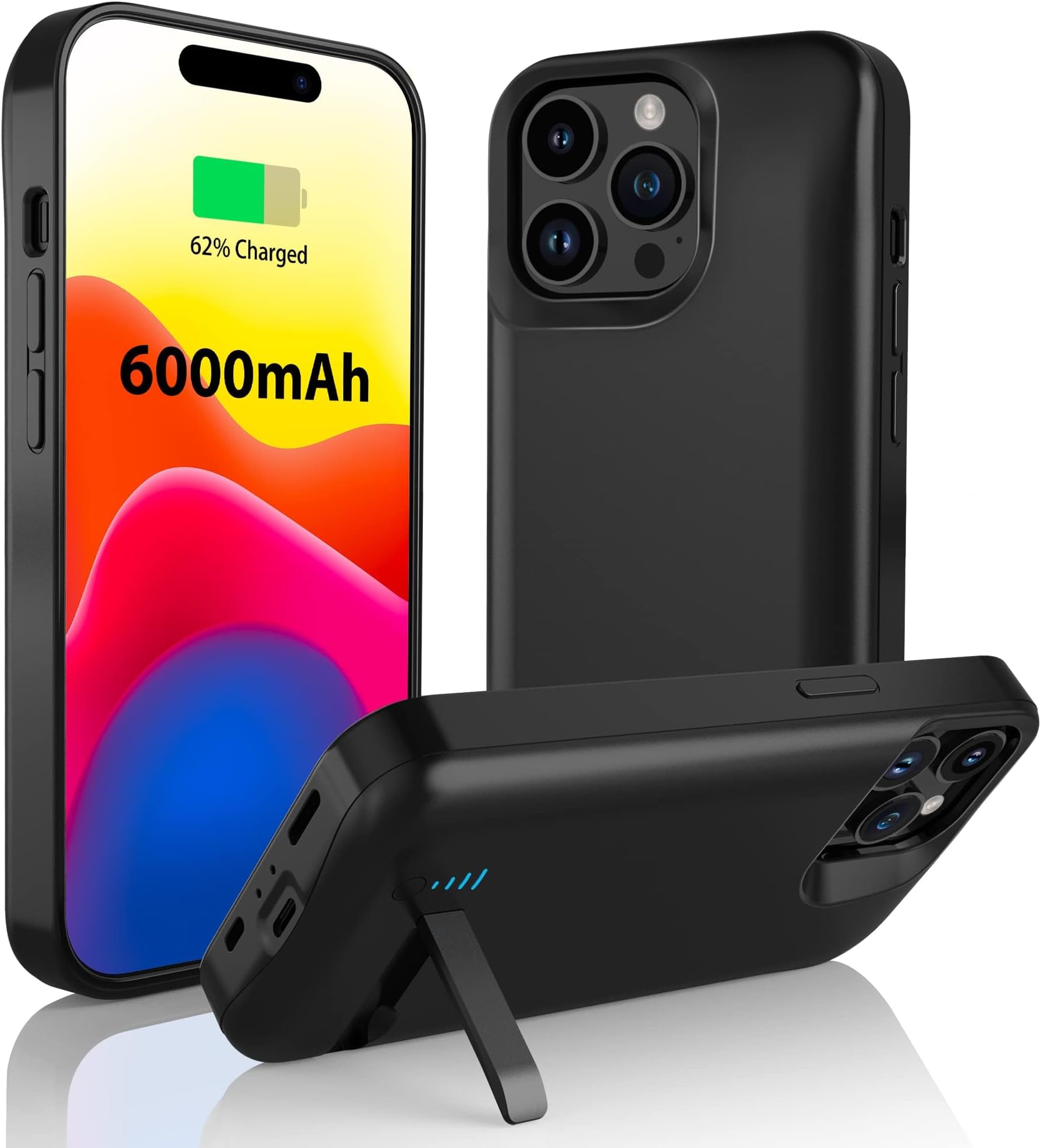 Battery Case for iPhone 16 Pro Max, Extended Batteri Charging Cases for iPhone 16ProMax 5G Portable Rechargeable Protective Charger Cover, Perfect for Business Travel, Black