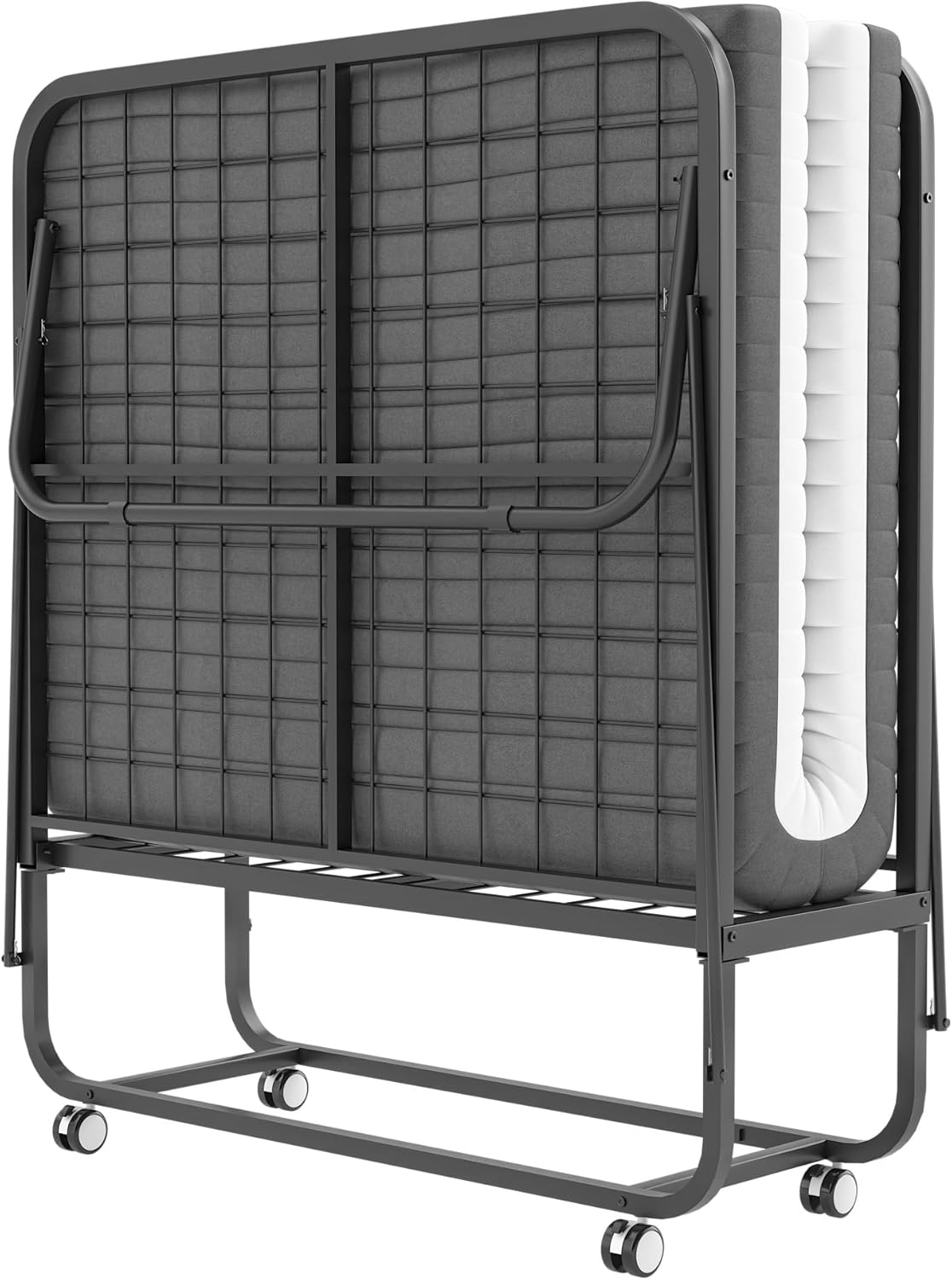 Folding Bed with Mattress, Foldable Roll Away Bed for Adults - 75''x31'', Portable Fold Up Guest Beds with 5 Inch Mattress Include Memory Foam, Space Saving Extra Beds Metal Frame