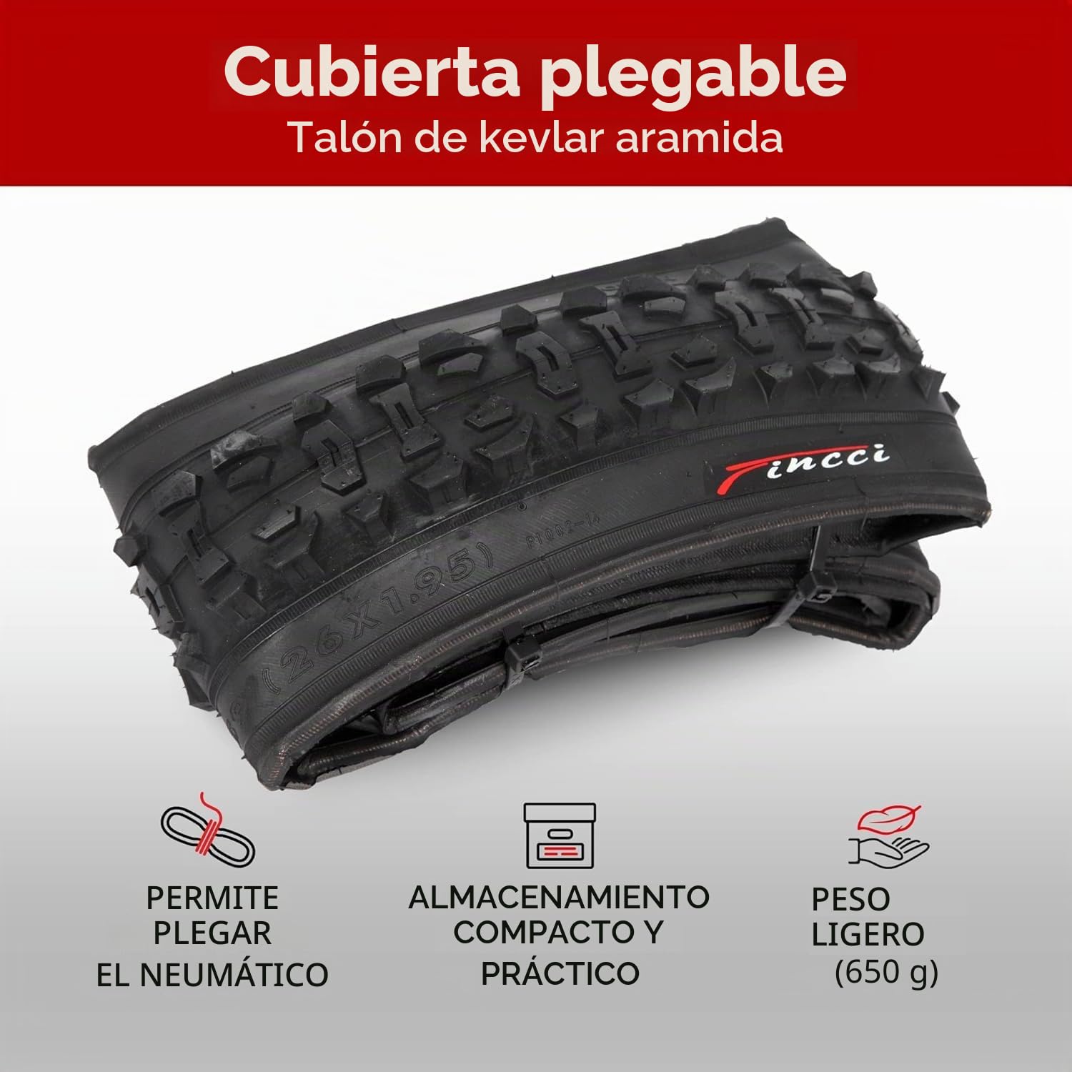 Fincci Cubiertas MTB 26 x 1.95 Pulgadas con 2X Camara de Aire Schrader 50-559 - Neumáticos Plegable 26" para Niños, Adolescentes y Adultos, Montaña, Eléctrica, Mountain Bike y Bicicleta Carretera