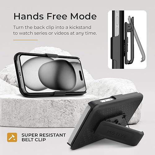 Vista 51 de MOTIVE for iPhone 15 Pro Max Case with Belt Clip, Shell Holster Combo for Apple iPhone 15 Pro Max Holster, Slim Rugged Case, Drop Shockproof