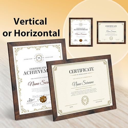 Miniatura 5 de Paquete de 1 portarretratos de 8.5 x 11 pulgadas para mesa y pared, marco de fotos marrón rústico de 8.5 x 11 pulgadas para visualización horizontal