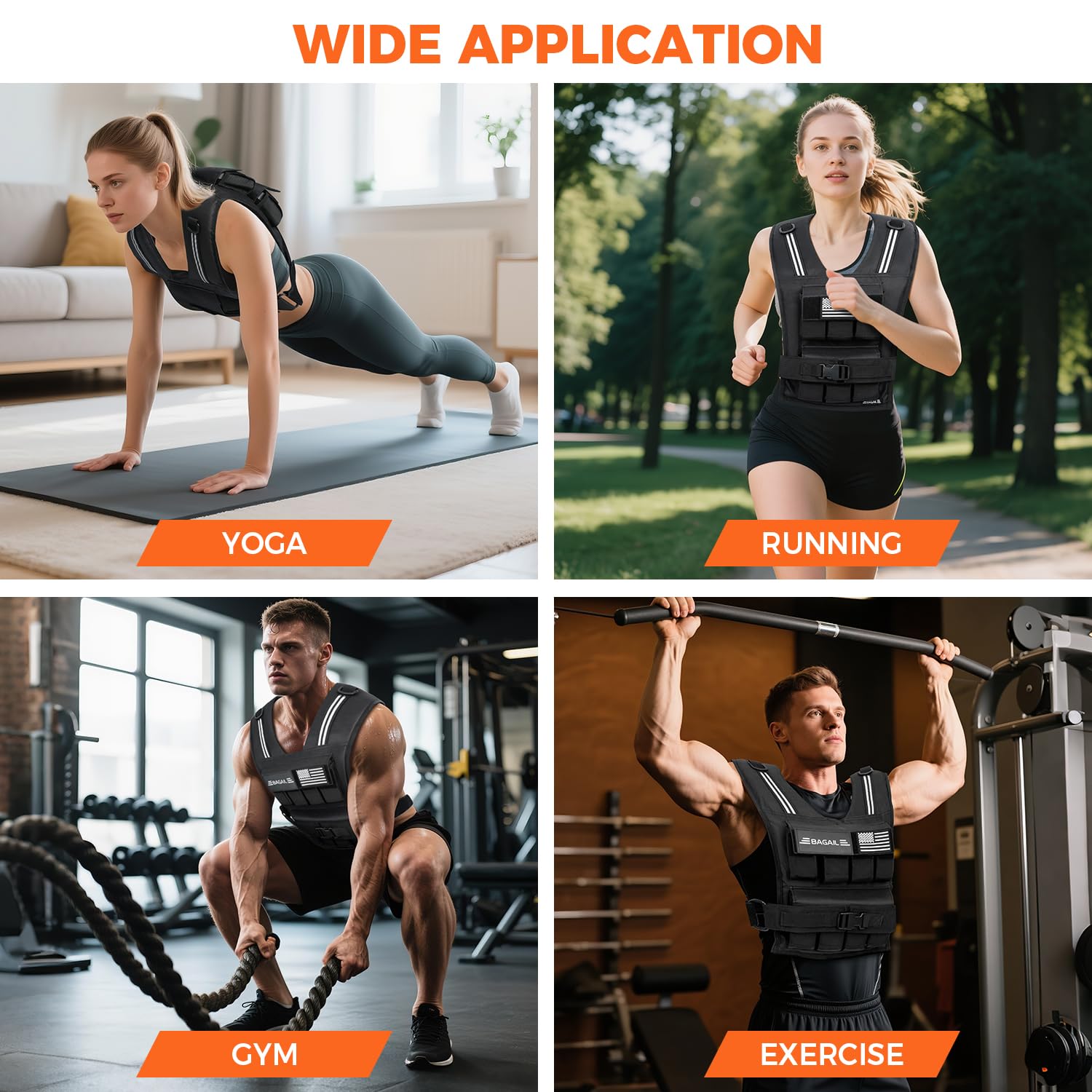 Bagail Gilet Lesté Pour La Musculation, Plaques De Fer Amovibles, Tour De Poitrine Réglable, Gilet De Fitness Robuste Pour Homme Et Femme,Le Yoga Et Les Exercices d'Aérobic.