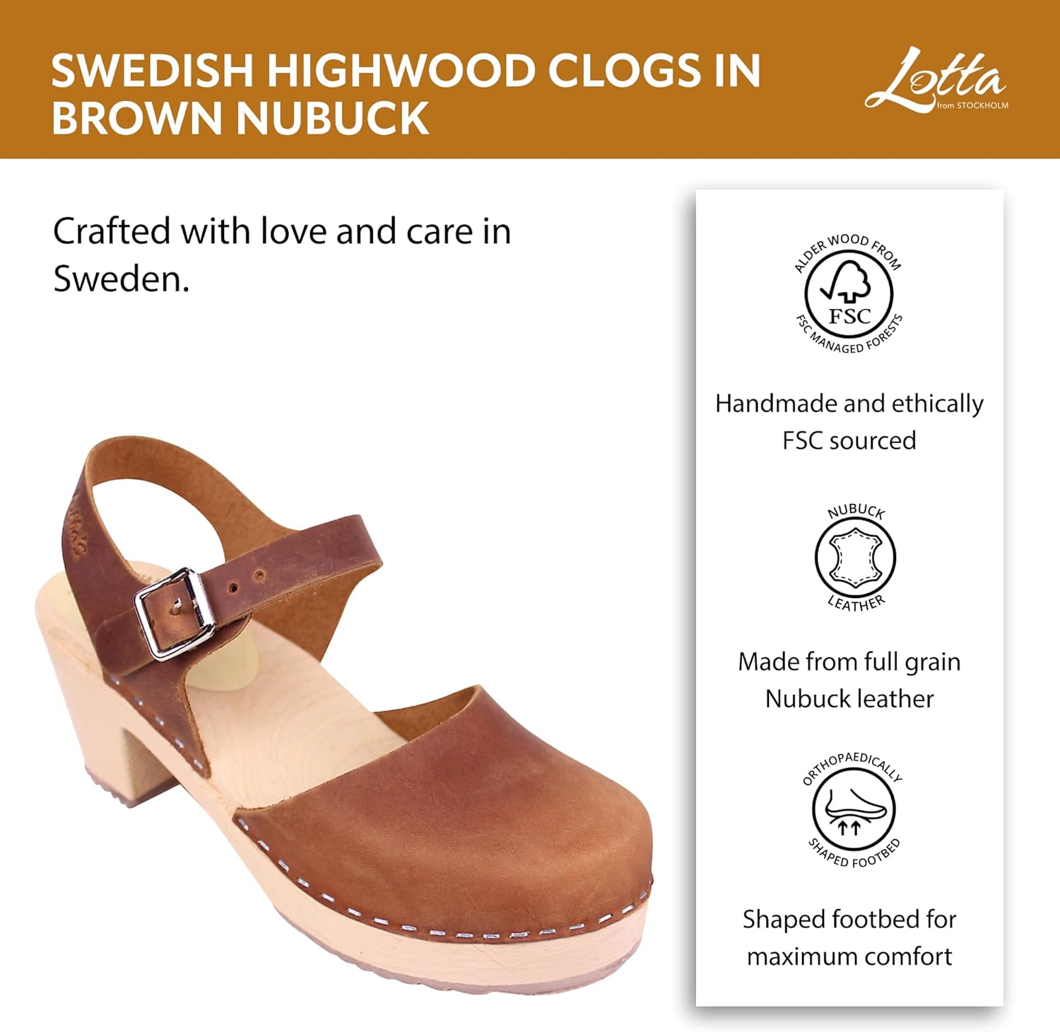 Vista 3 de Lotta de Stockholm Highwood Zuecos en marrón aceitado Nubuck