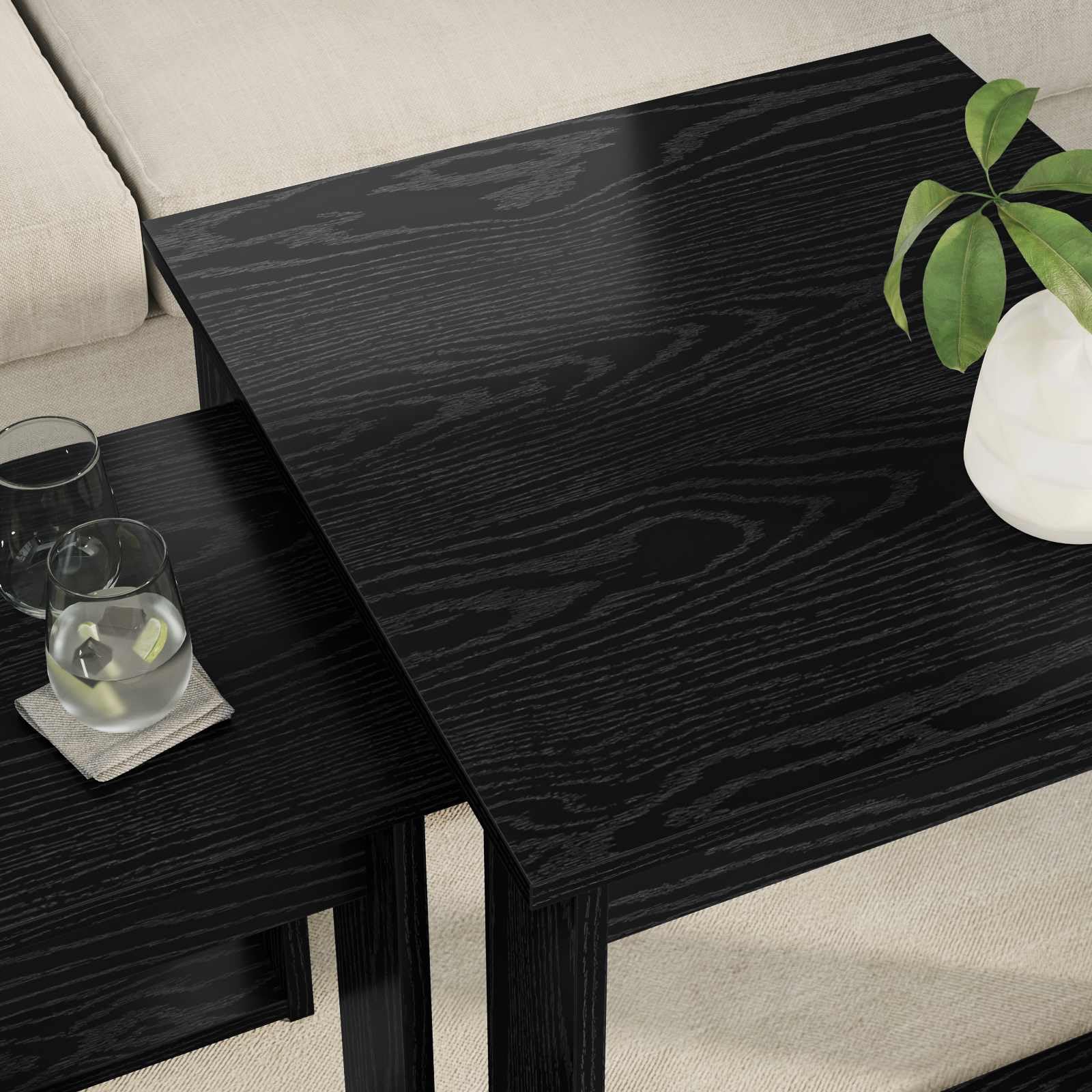 Set di 2 tavolini da caffè in legno effetto rovere | Tavolino salvaspazio per il soggiorno con design robusto e utilizzo flessibile come tavolino da caffè.