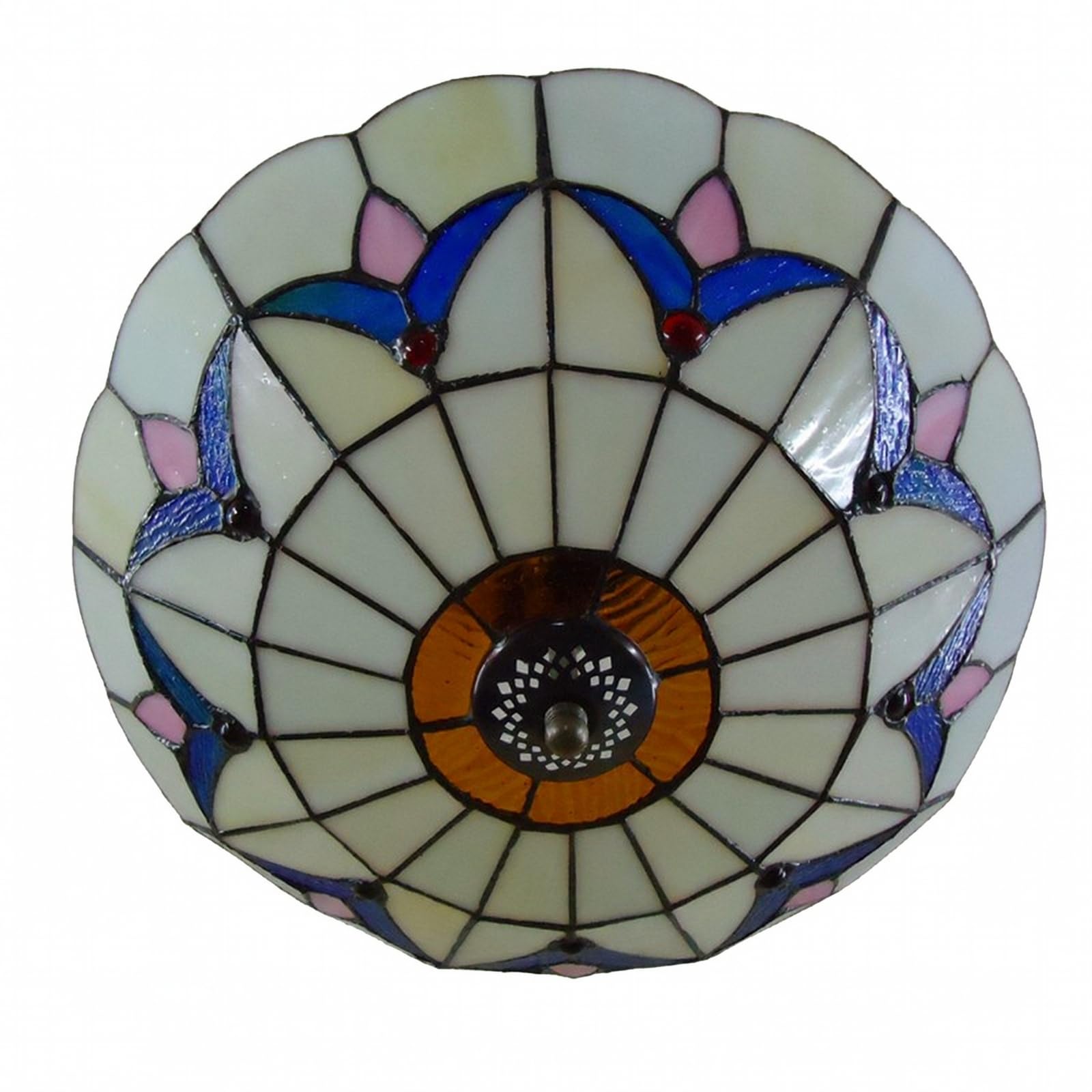 Colcolo Künstlerisch Buntglas Deckenleuchte | Klassisch, Vintage, Deckenleuchte mit E27-Fassung, für Wohnzimmer, Schlafzimmer, Flur, Beige