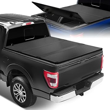 Hard Truck Bed Tri-Fold Tonneau Cover Compatible with 2004-2014 Ford F150 F-150 5.5 Ft. Fleetside Bed Hard Folding 2004 2005 2006 2007 2008 2009 2010 2011 2012 2013 2014