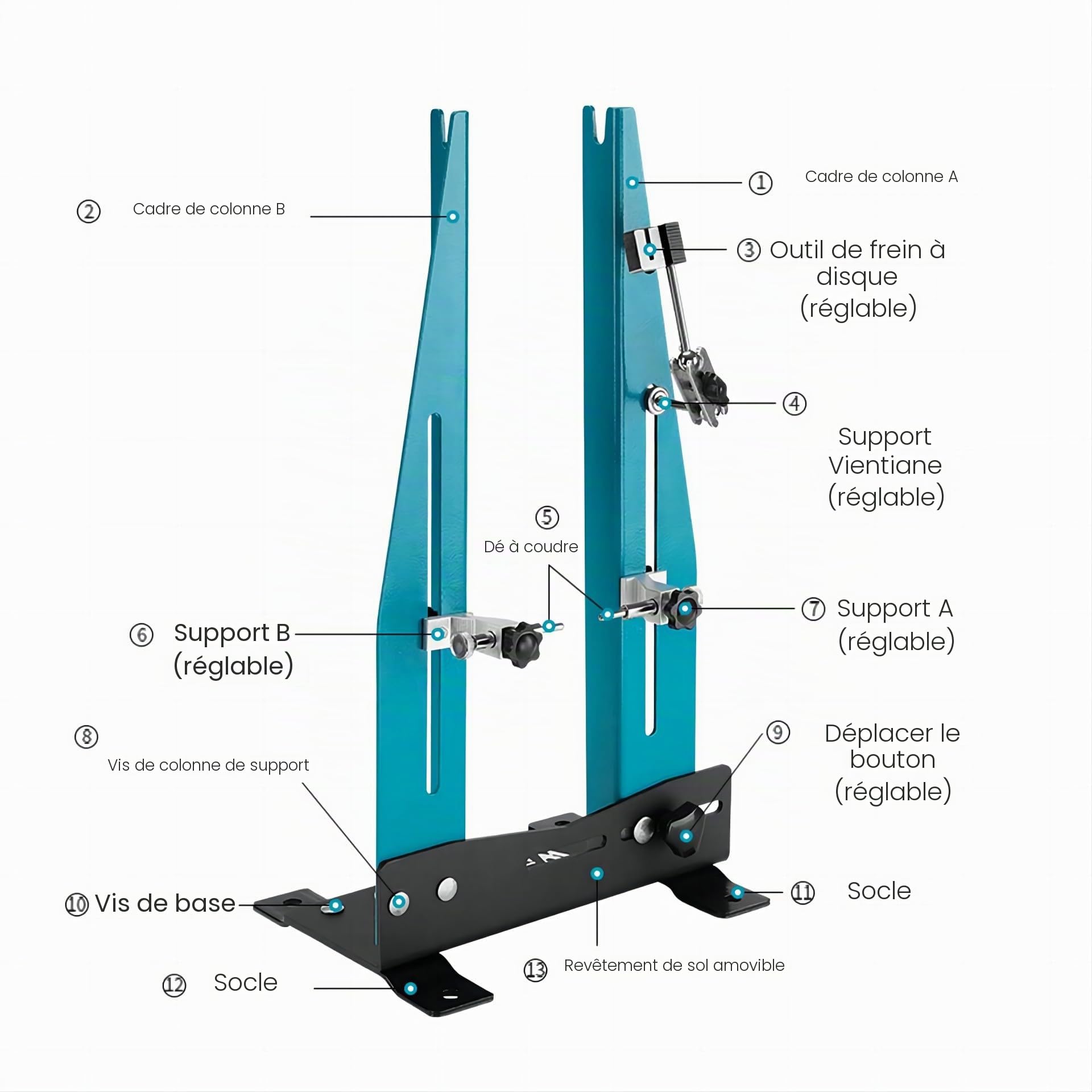 Mimoke Support de centrage de vélo pour roues de 16" à 29" compatible Largeur de roue [90mm - 150mm]