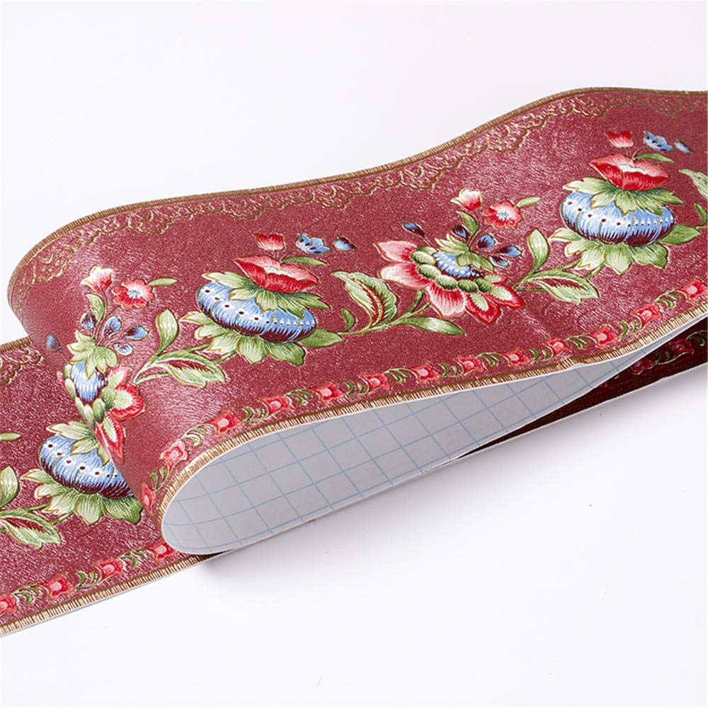 Sdsdgrw Red Lantern Flower Wallpaper Border, Wallpaper Border Stickers Pvc Peel And Stick Multicolor(Red Lantern Flower)