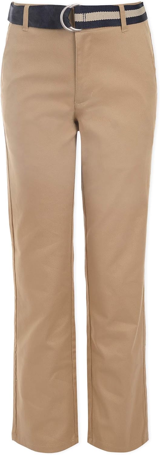 Nautica Boys' School Uniform Belted Flat Front Twill Pant
