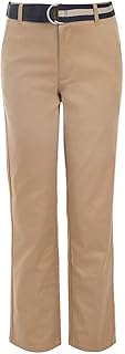 Boys' School Uniform Belted Flat Front Twill Pant
