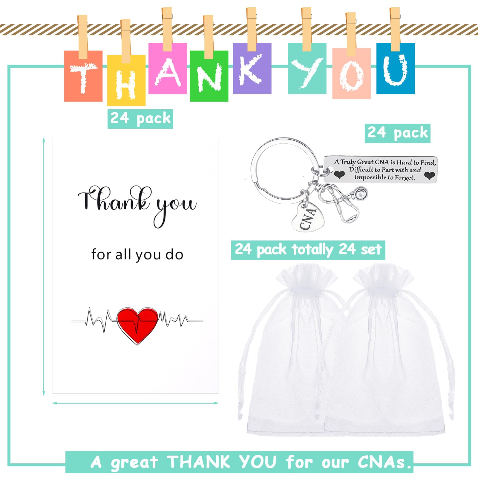 Sureio CNA Week Gift Bulk Appreciation Keychain CNA Accessories for Work Certified Nursing Assistant Graduation Party