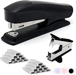 White Office Stapler, 25 Sheet Capacity with 2000 Staples and Staple Remover, Desktop Stapler, White Office Supplies for Students and Office Clerks