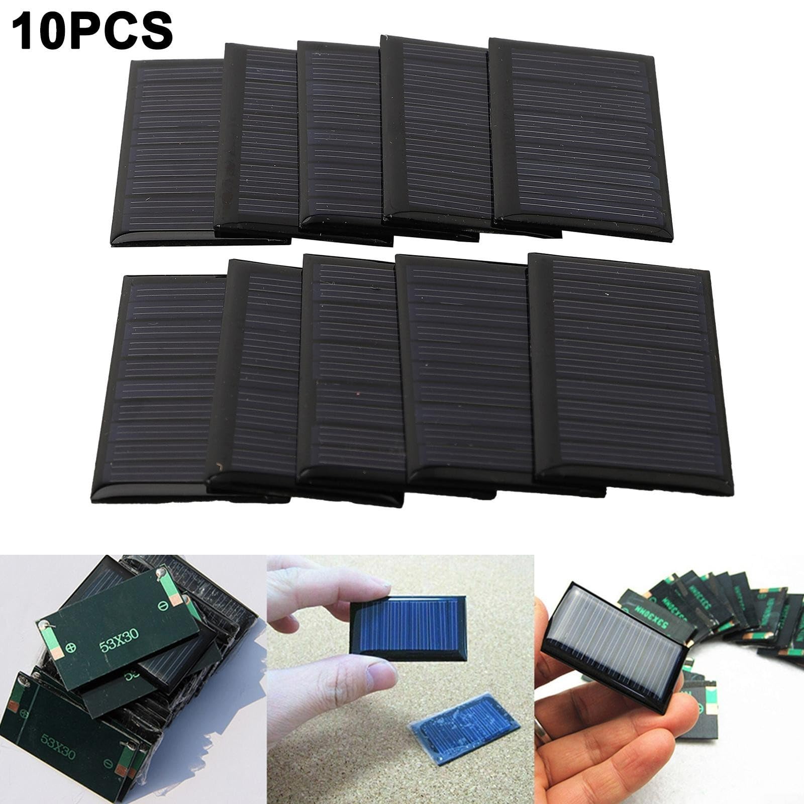 Lotto di 10 pannelli solari 5V 30mA 53X30mm per progetti elettronici fai da te