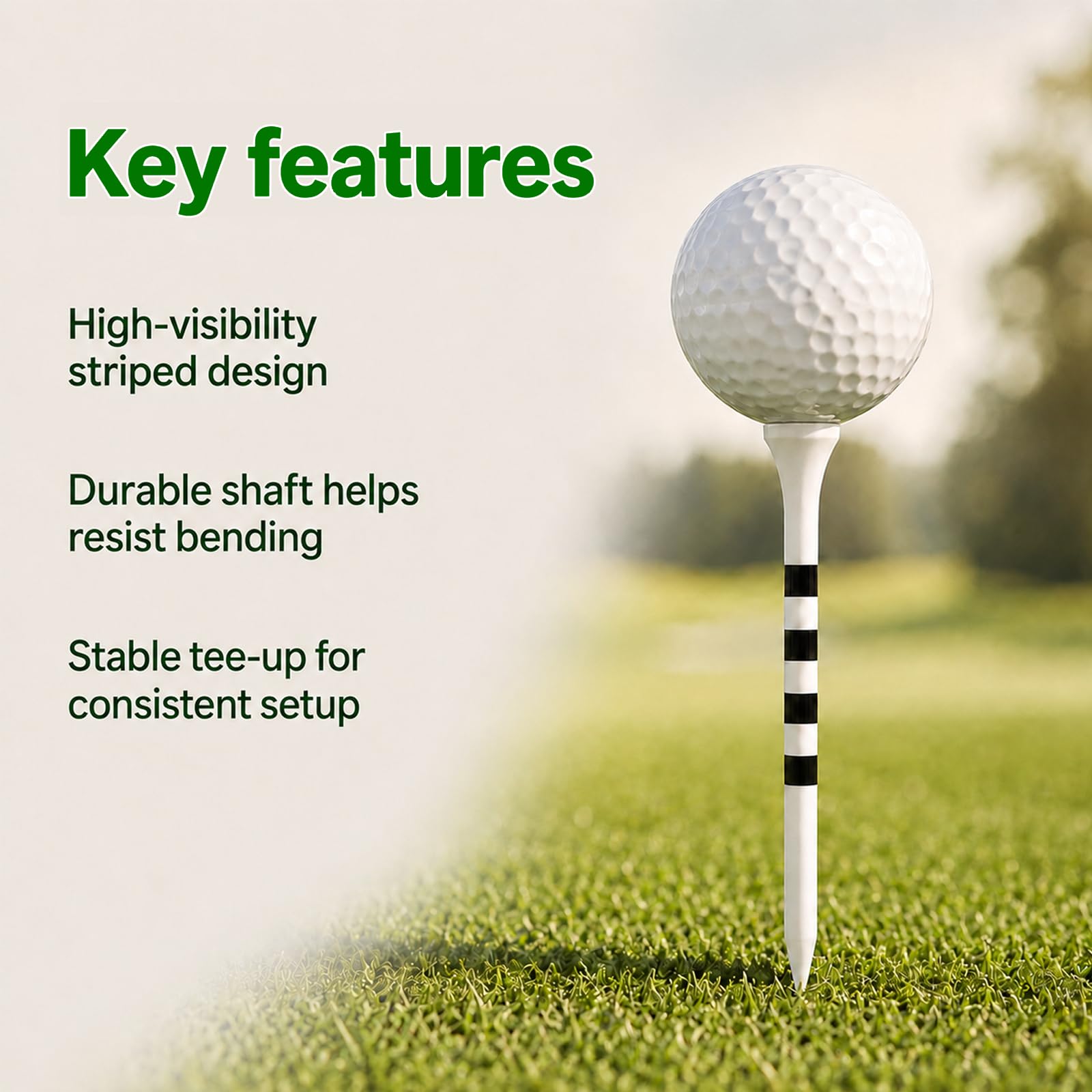100 Bambus Golf Tees (83 mm) mit Höhenmarkierungssystem – biologisch abbaubar, langlebig & stabil – die Golf Tees für konstante Abschlaghöhe und höchste Präzision（ Weiß）