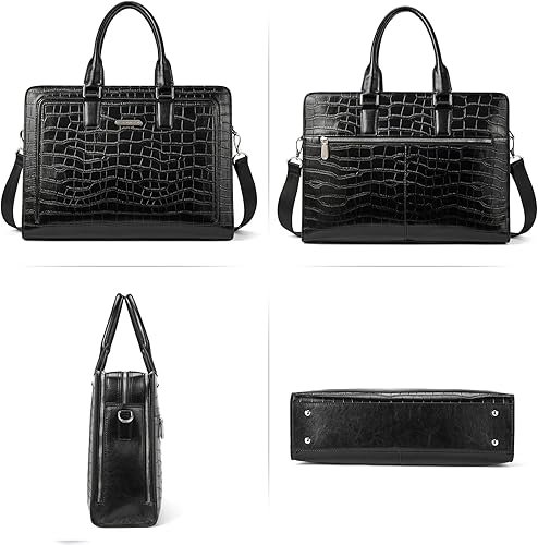 Miniatura 6 de BOSTANTEN Maletín de cuero genuino para mujer, bolso vintage de negocios de 15.6 pulgadas, bolso bandolera para laptop