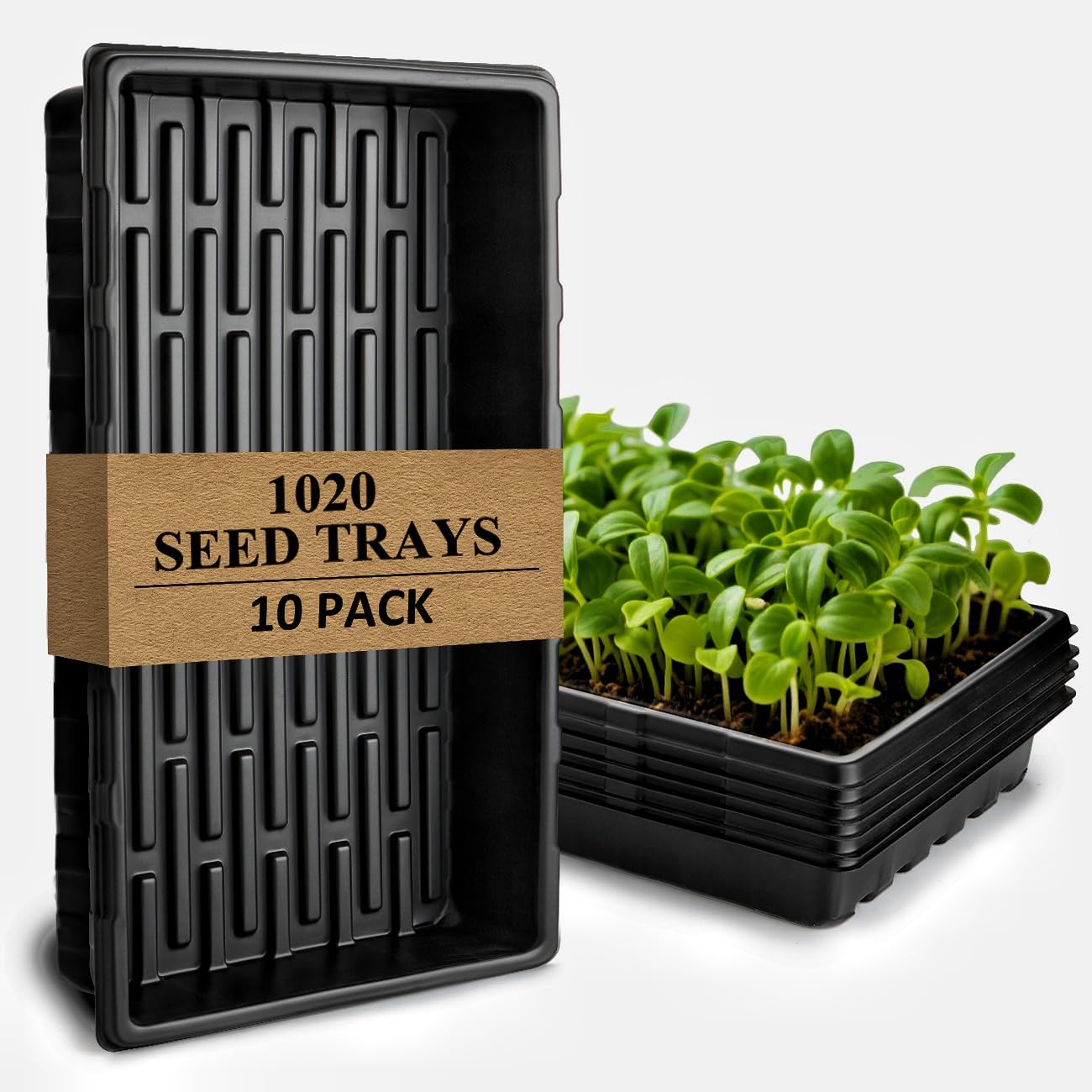 10-Pack Heavy-Duty 1020 Seed Trays – Durable, Extra-Thick Plastic Flats for Seed Starting, Microgreens & Transplanting – Fits 72/128 Cell Plug Trays (21" x 11", 2.76" Deep, No Drain Holes)-image-27