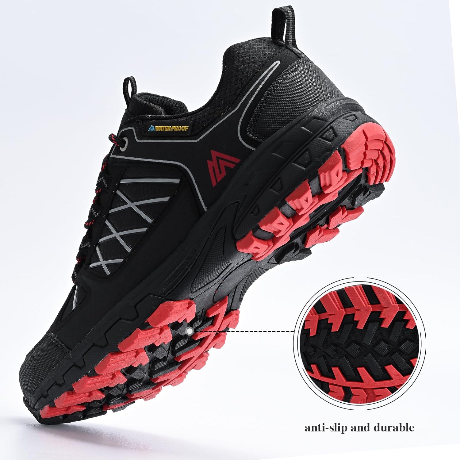 Queday Waterproof Hiking Shoes Mens Lightweight Walking Shoes Daily Hike Trekking Trail Outdoor Camping Climbing - Image 5