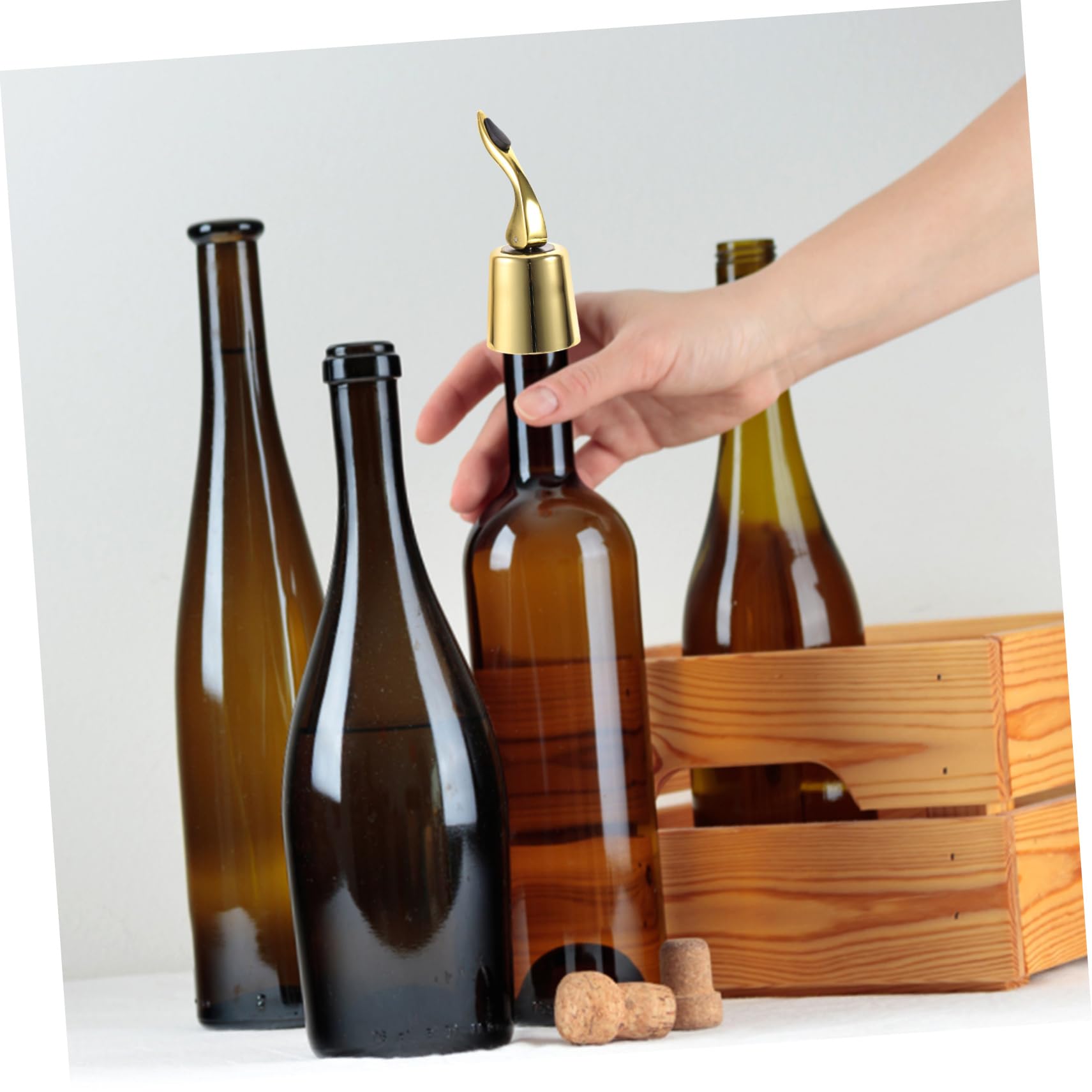 Cabilock Tapones De Vino Inoxidable Corchos para Botellas De Vino con Sellado Tapones Reutilizables para Conservar La De Bebidas 2 Piezas X 5