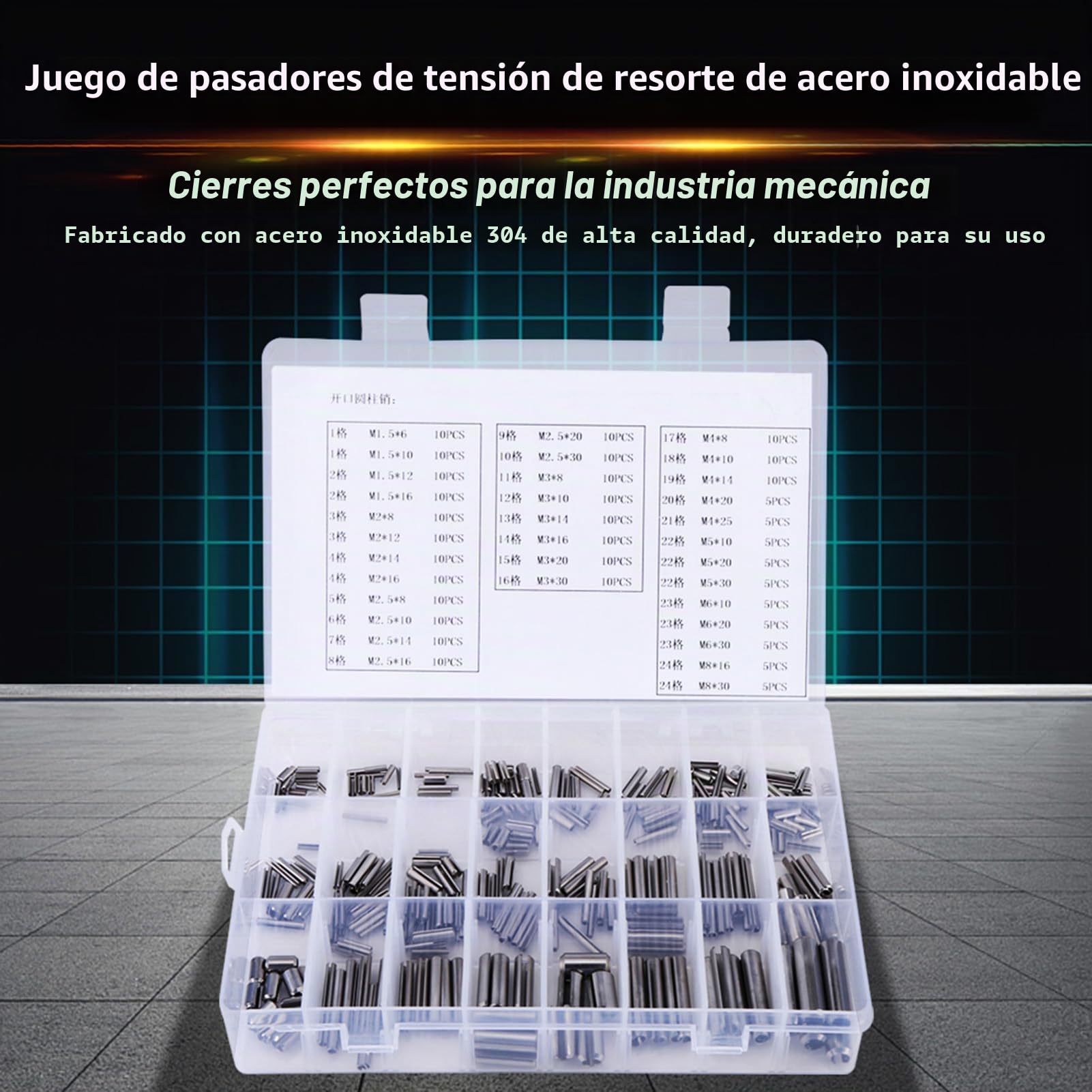 280 Unids 304 Dowel Pin Kit Acero Inoxidable Elástico Cilíndrico Pin Gabinete Muebles Estante Alfileres de Apoyo Kit Surtido con Caja de Almacenamiento