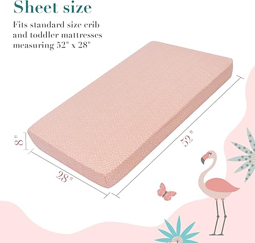 Miniatura 10 de My Little Zone Sábanas bajeras de cuna para niñas, diseño de mariposas y flores silvestres, juego de sábanas de algodón para cuna y niña pequeña,