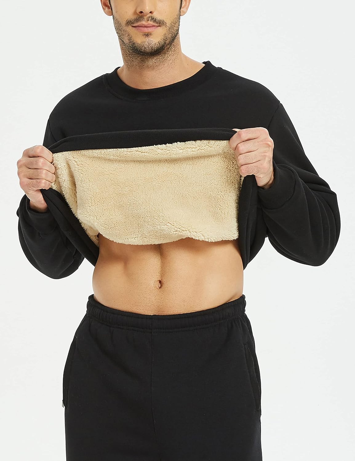 Yeokou Men's Fleece Sweatshirt Sherpa Lined Crewneck Basic Winter Thick Pullover Tops - Image 4