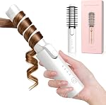 Cordless Curling Iron Rechargeable, 3-in-1 Portable Hair Curler Straightener Brush, 7000mAh with 4 Temps, Anti-Scald & Anti-Frizz Mini Curling Wand for Travel Styling (White)