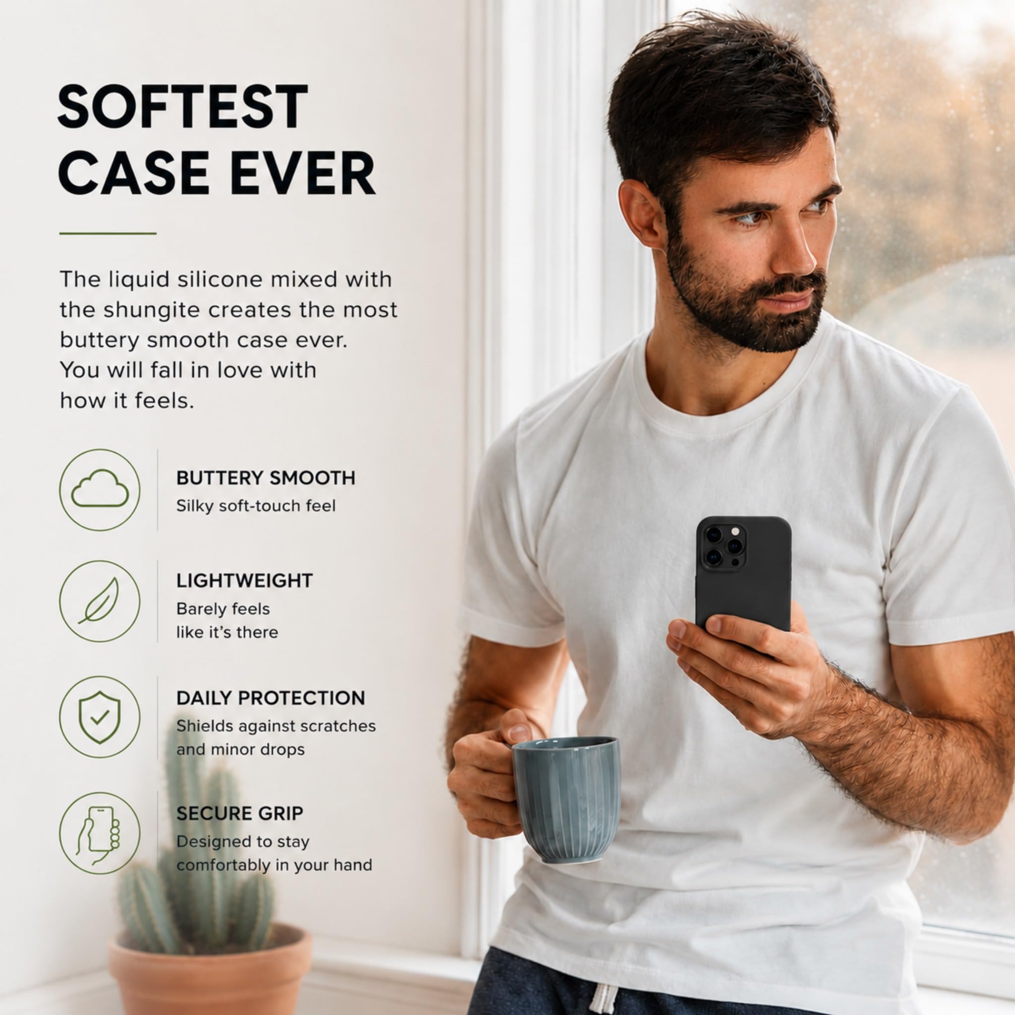 Funda de Silicona líquida antiradiación y protección EMF para iPhone, reducción de Escudo 5G, Cubierta Trasera Protectora Ligera (Negro, 15 Pro MAX)