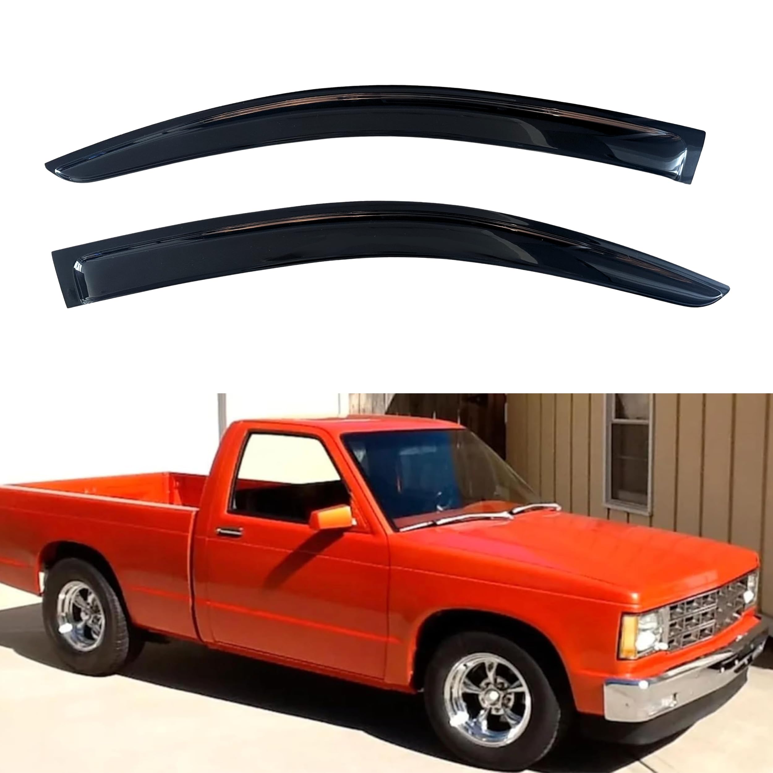 KPY Window Visor Compatible with 1983-1994 S10 Blazer/S15 Jimmy & 1982-1990 S10/S15 Pickup & 1991-1993 Sonoma & 1985-2005 Astro/GMC Safari, Rain Guard Window Vent Deflectors Tape-On