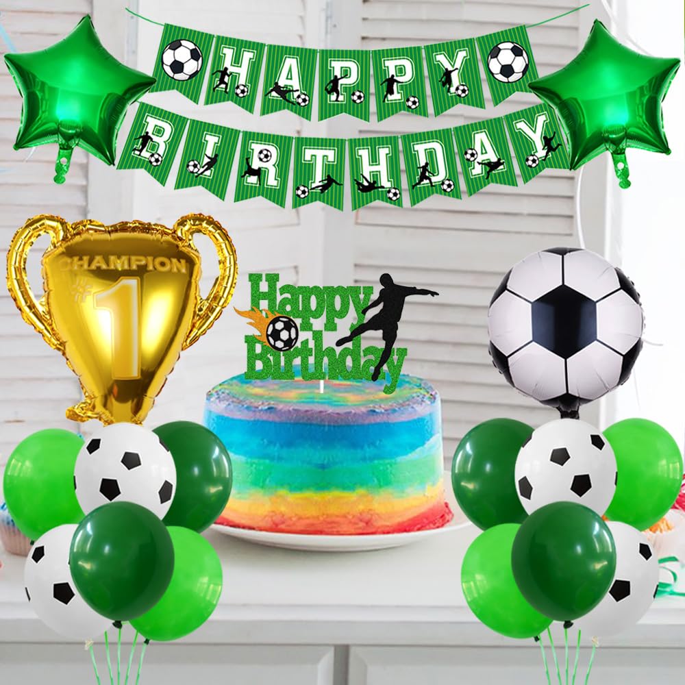 Decorazioni per Feste di Compleanno di Calcio, tra Cui Striscione di Buon Compleanno, Arco di Palloncini Rosa e Nero, tovaglie,Torta Calcio Decorazione ,per Feste di Calcio Decorazioni Feste Sportive
